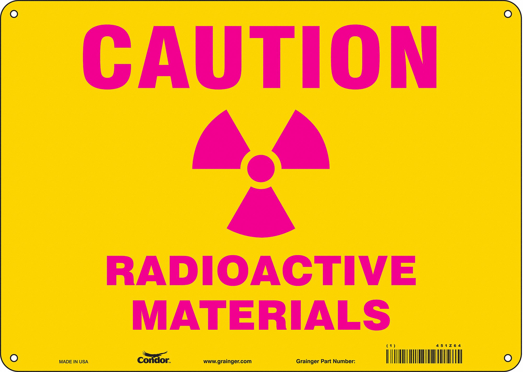 Safety Sign: Polyethylene, Mounting Holes Sign Mounting, 10 in x 14 in Nominal Sign Size
