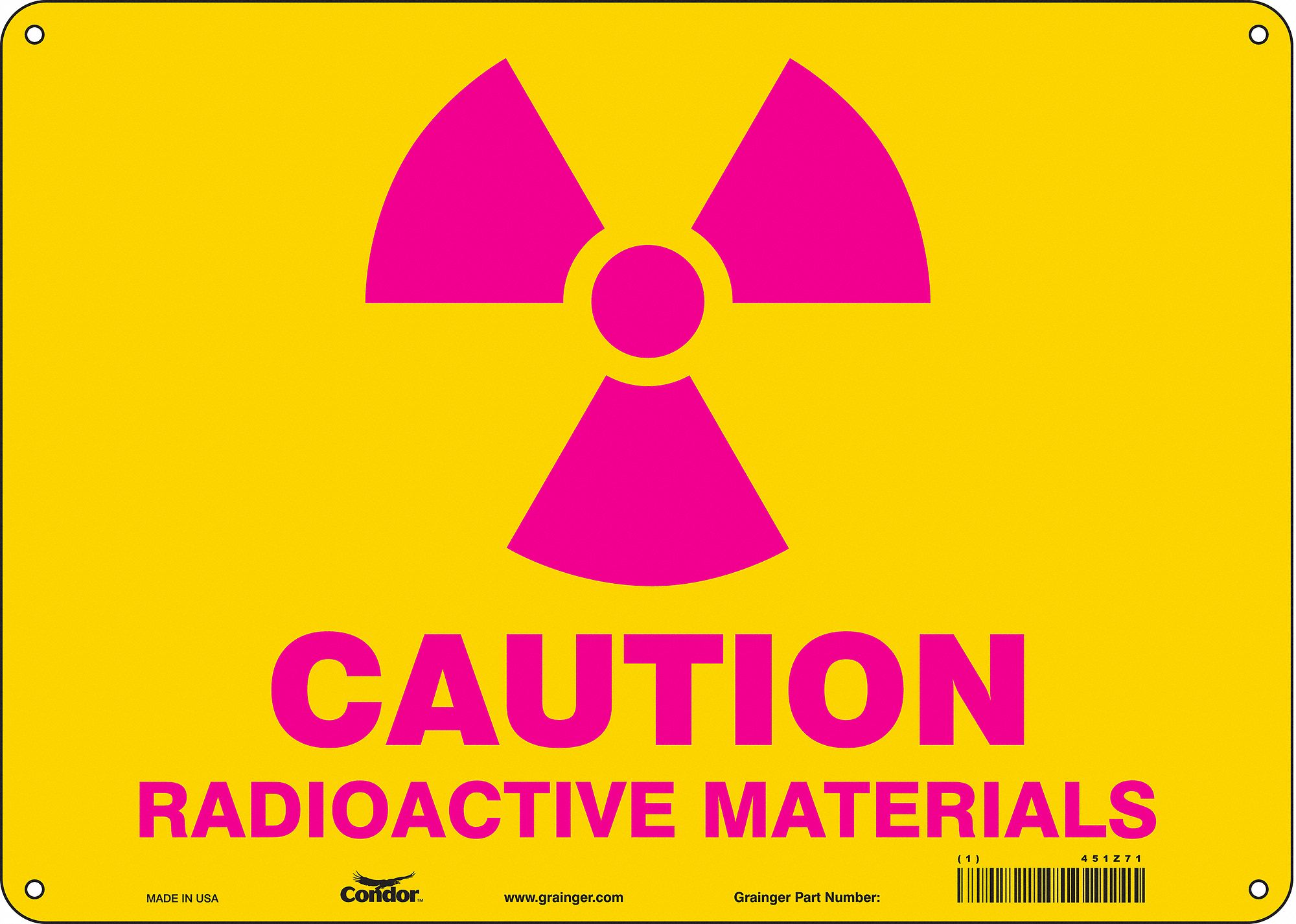 Safety Sign: Polyethylene, Mounting Holes Sign Mounting, 10 in x 14 in Nominal Sign Size