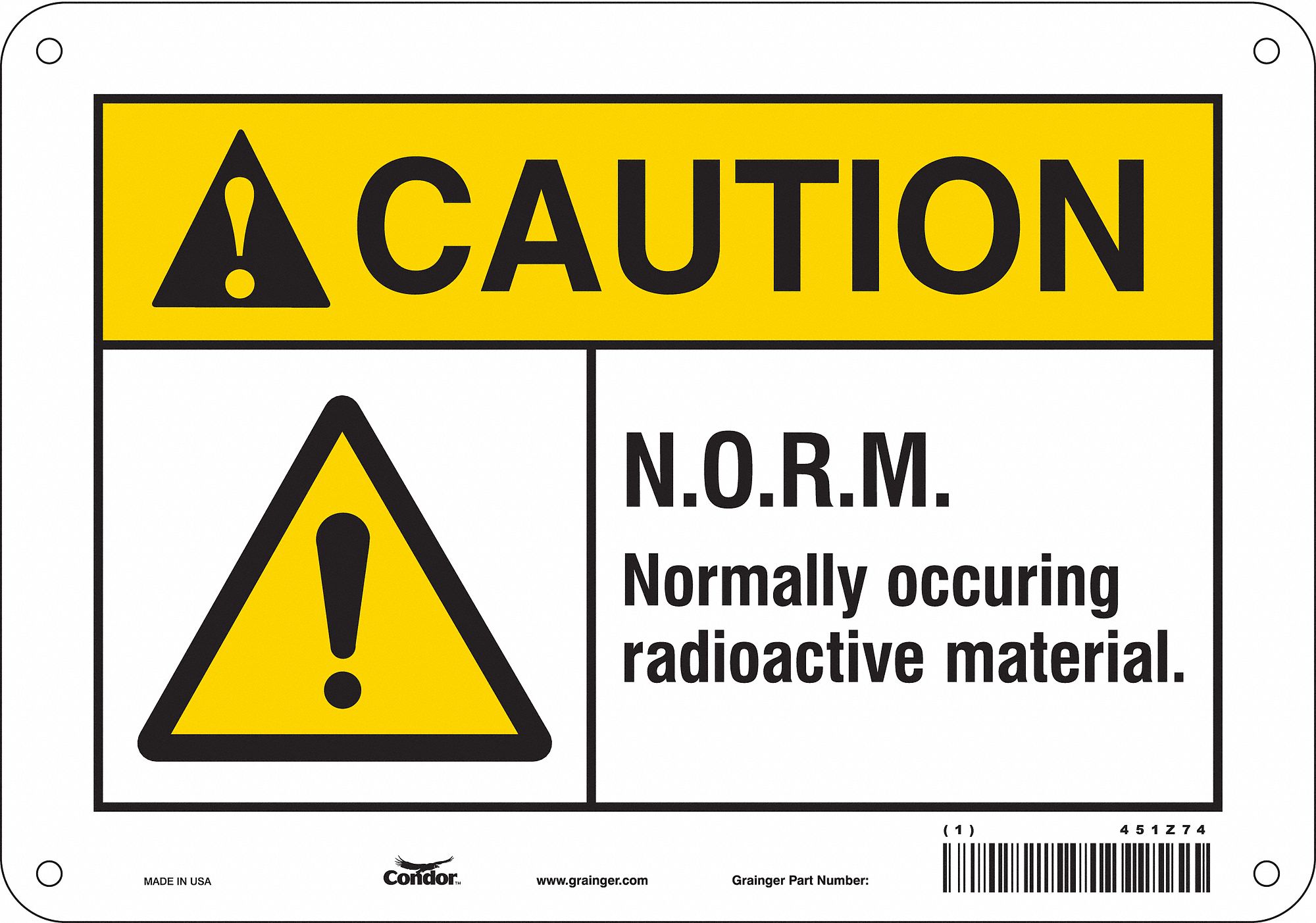 Safety Sign: Aluminum, Mounting Holes Sign Mounting, 7 in x 10 in Nominal Sign Size, 0.032 in Thick