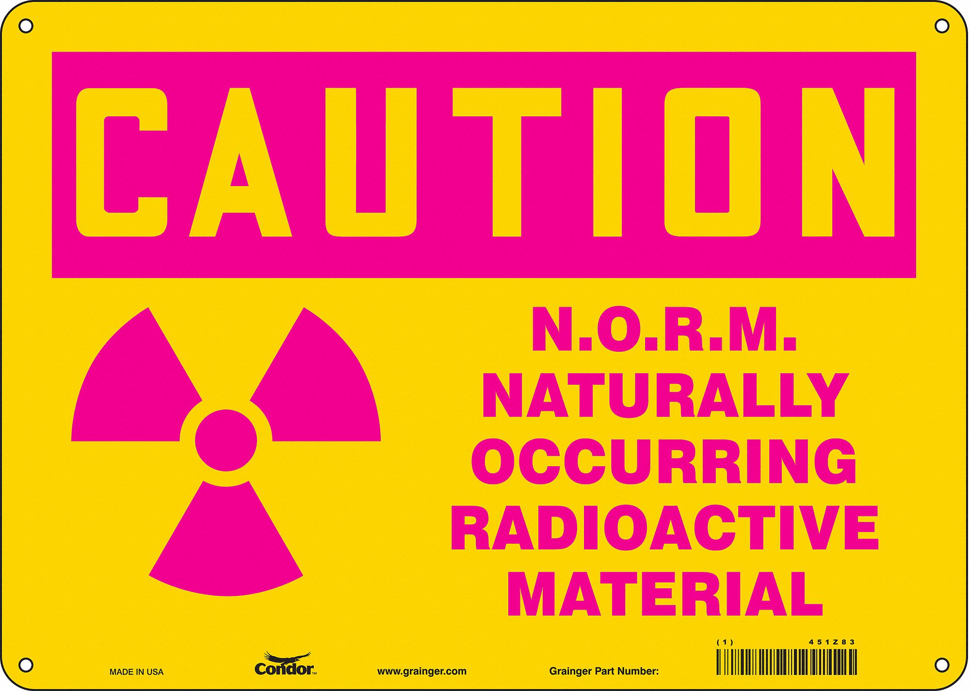 Safety Sign: Polyethylene, Mounting Holes Sign Mounting, 10 in x 14 in Nominal Sign Size