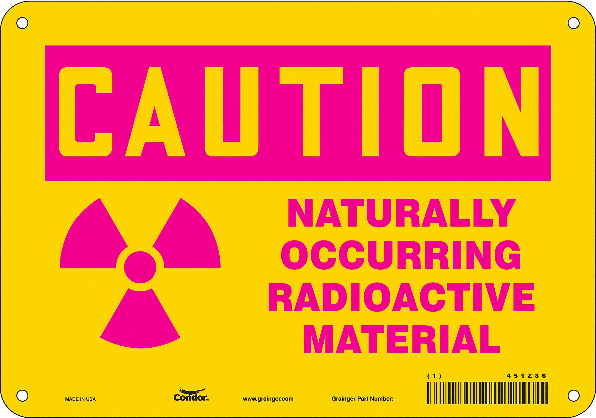 Safety Sign: Aluminum, Mounting Holes Sign Mounting, 7 in x 10 in Nominal Sign Size, 0.032 in Thick