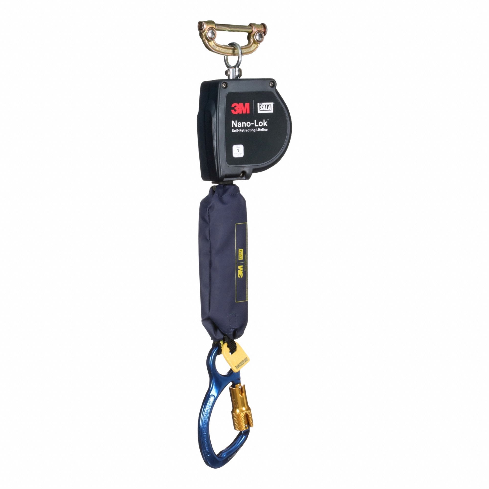 Self Retracting Lifeline: Aluminum Carabiner Anchor, Harness Steel Quick-Connect, Sealed