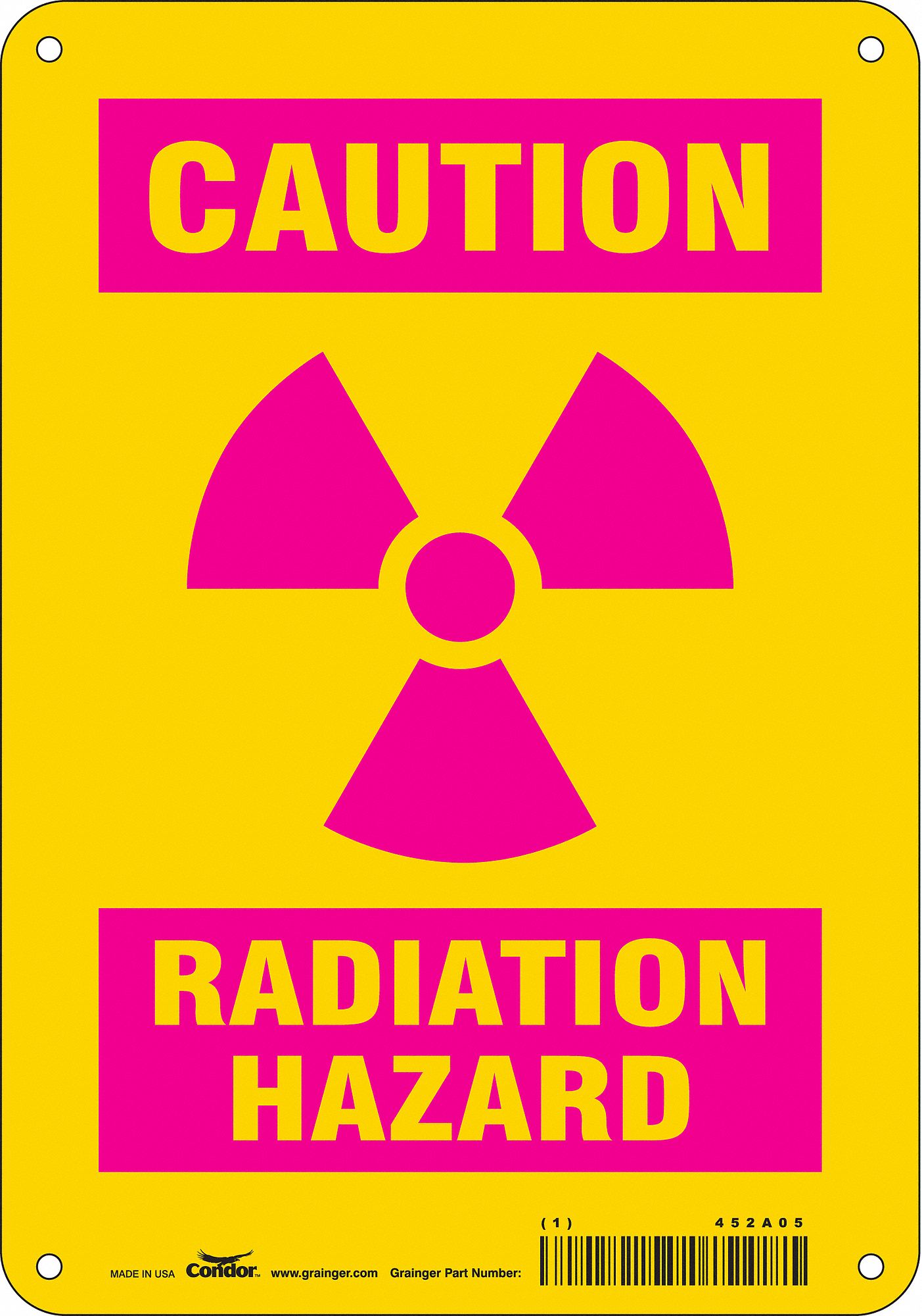 CONDOR Radiation Safety Sign, Sign Format Traditional OSHA, Radiation