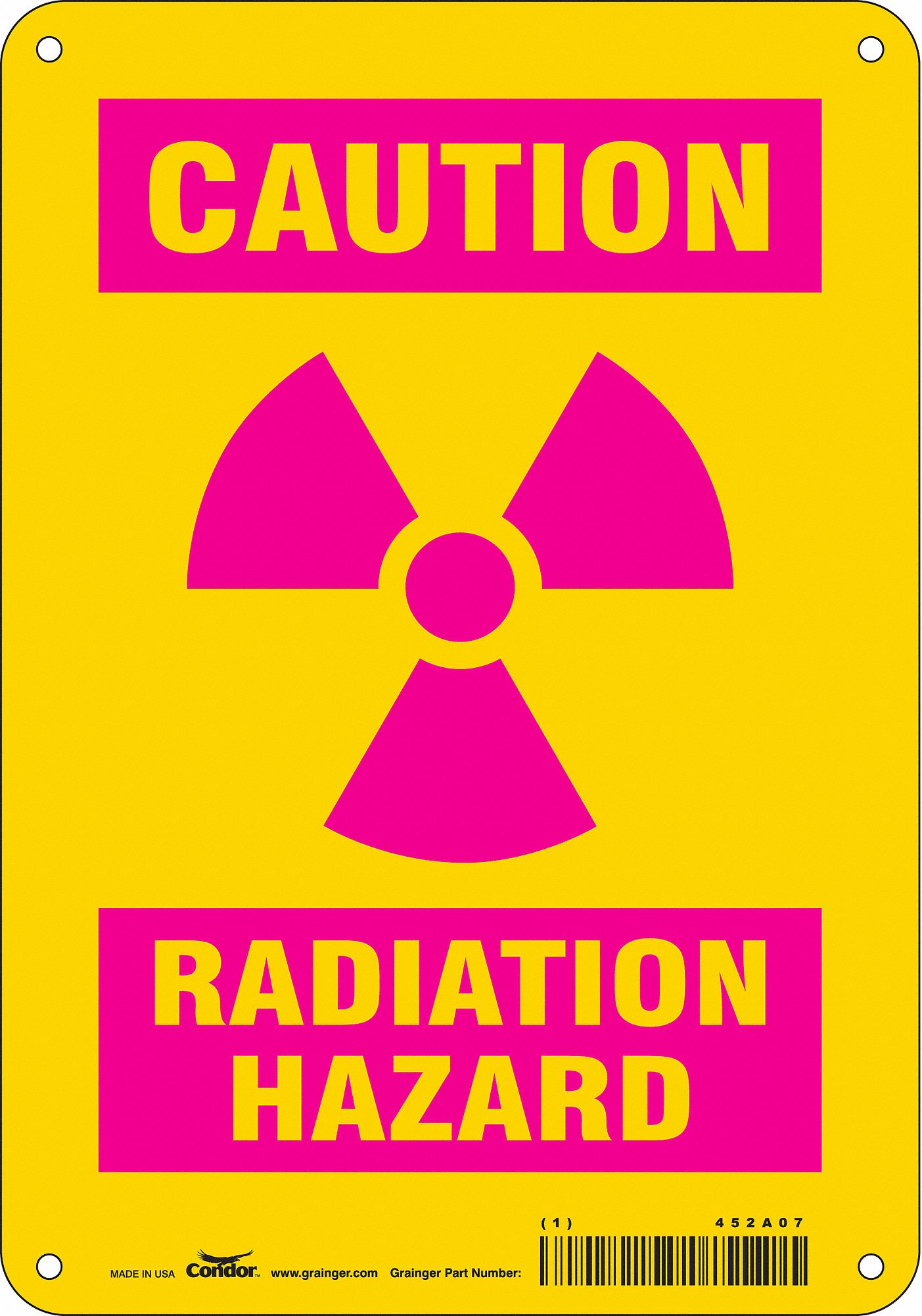 Safety Sign: Polyethylene, Mounting Holes Sign Mounting, 10 in x 7 in Nominal Sign Size