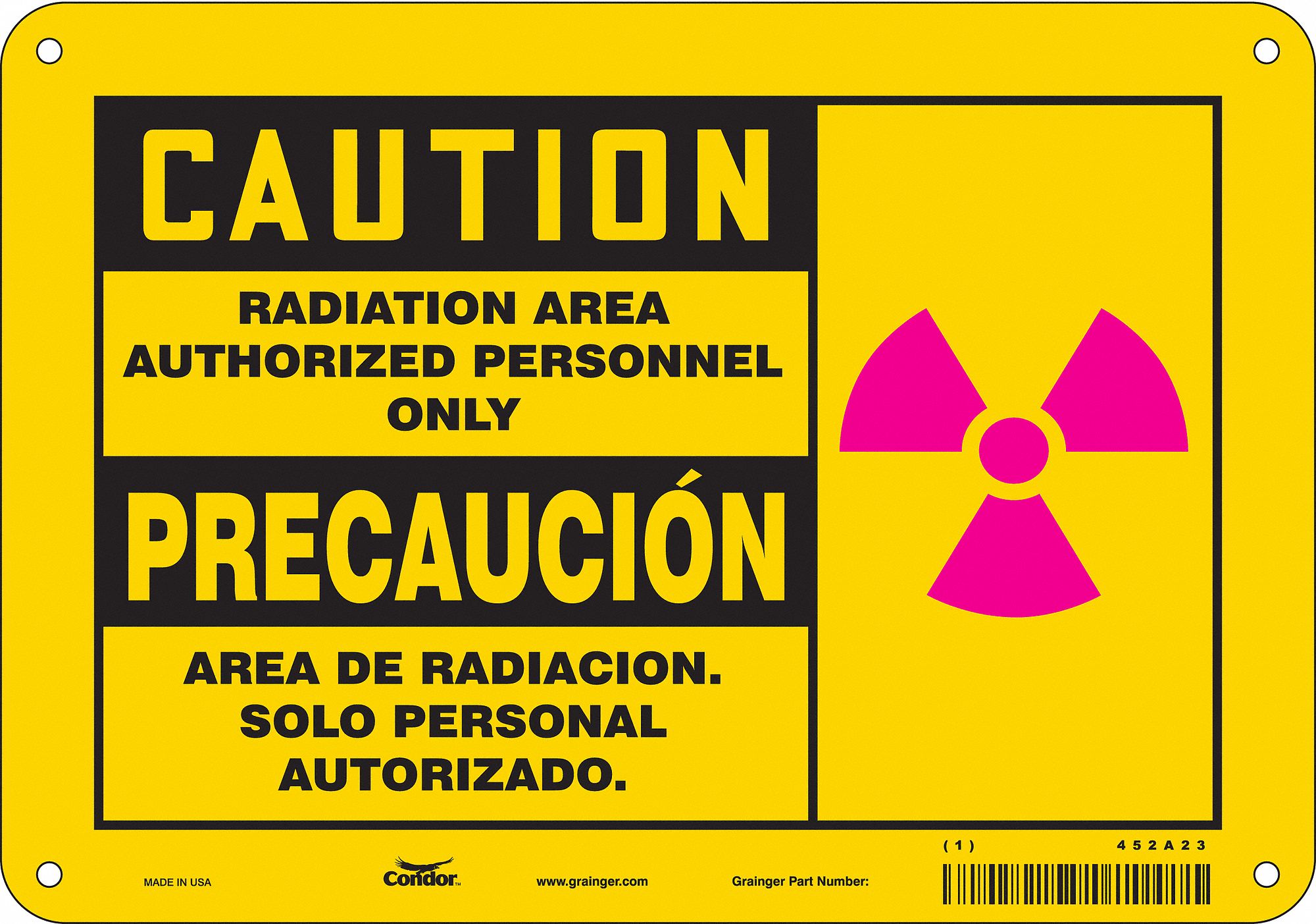 Safety Sign: Aluminum, Mounting Holes Sign Mounting, 7 in x 10 in Nominal Sign Size, 0.032 in Thick