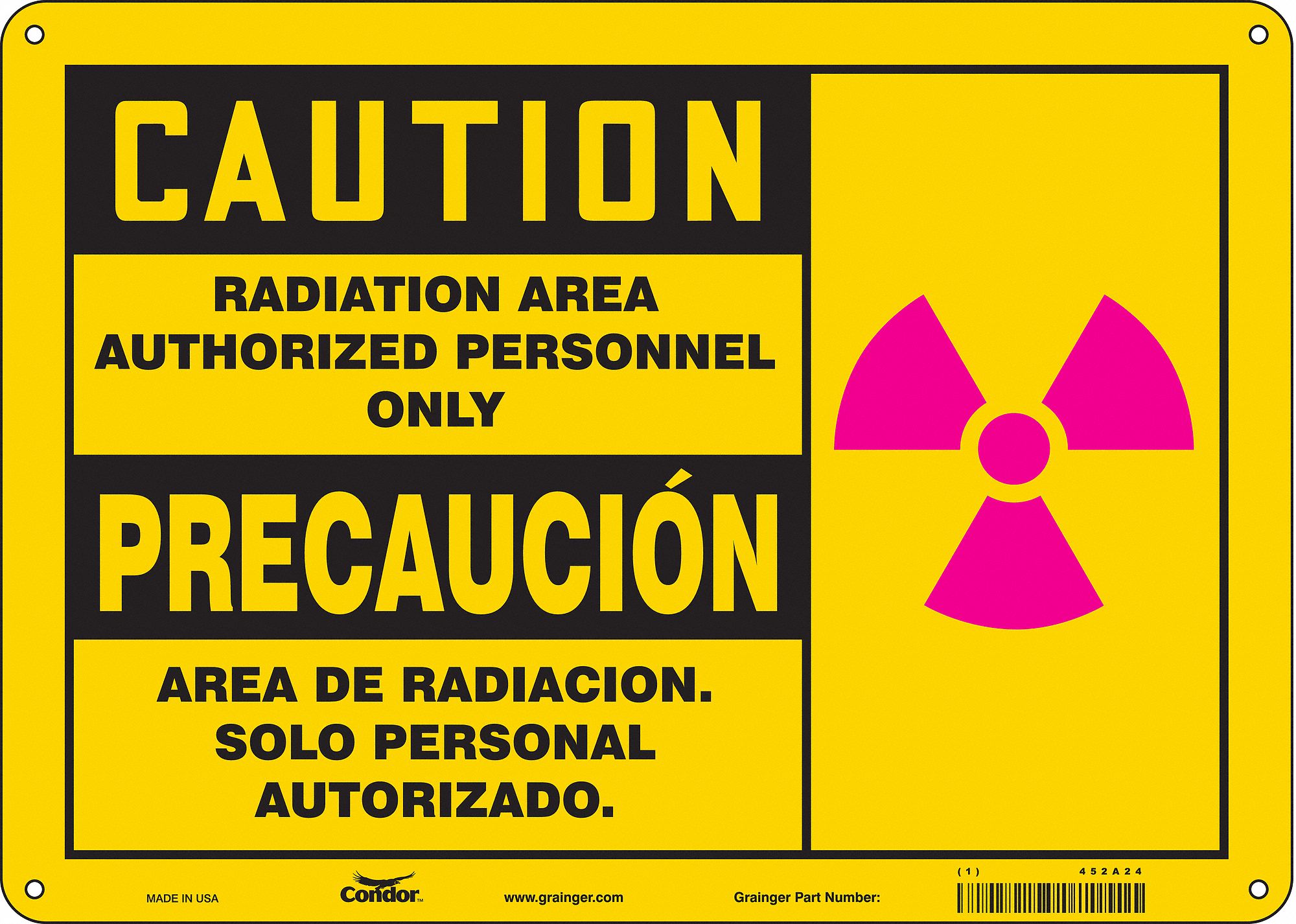 Safety Sign: Aluminum, Mounting Holes Sign Mounting, 10 in x 14 in Nominal Sign Size, 0.032 in Thick