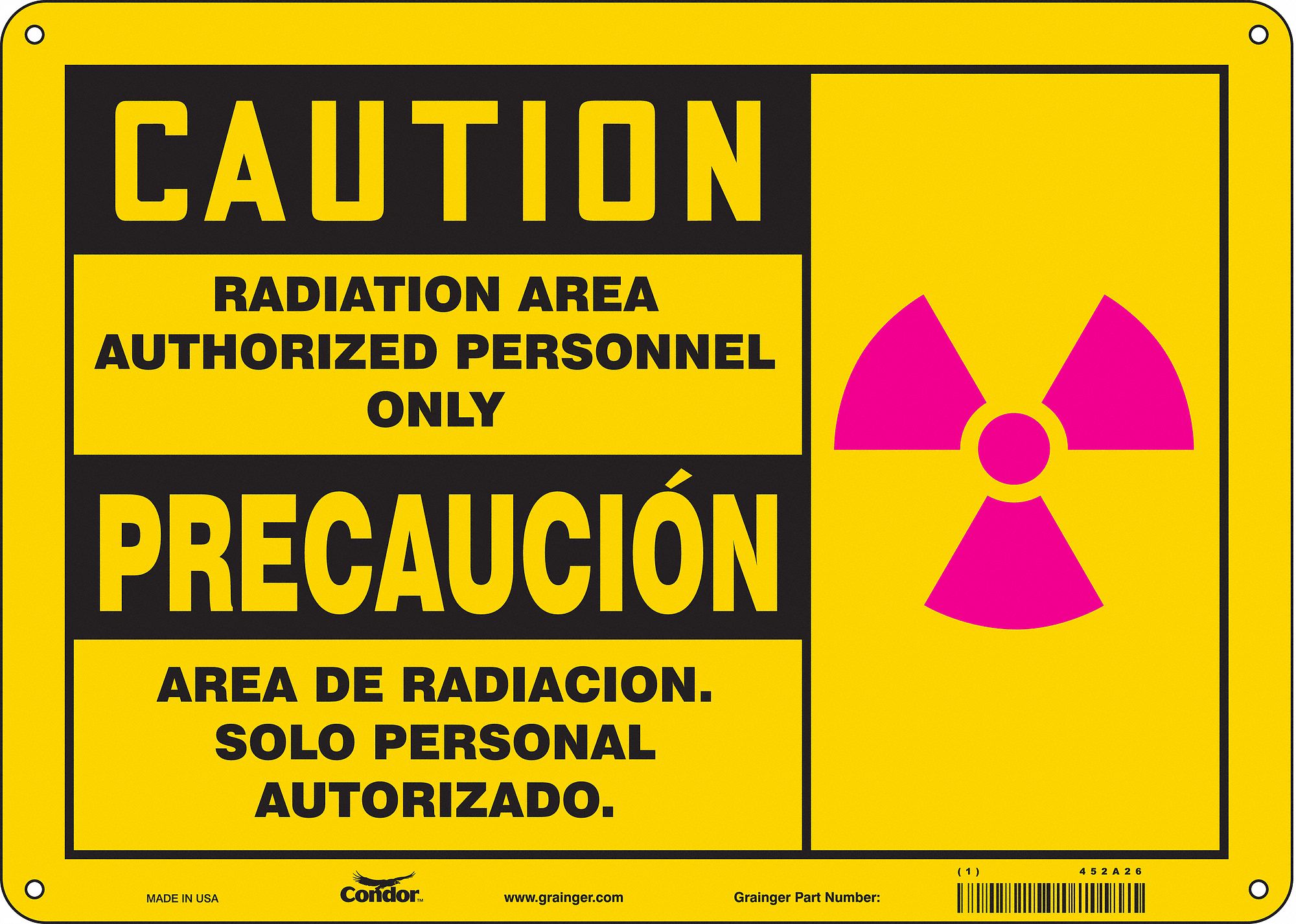 Safety Sign: Polyethylene, Mounting Holes Sign Mounting, 10 in x 14 in Nominal Sign Size