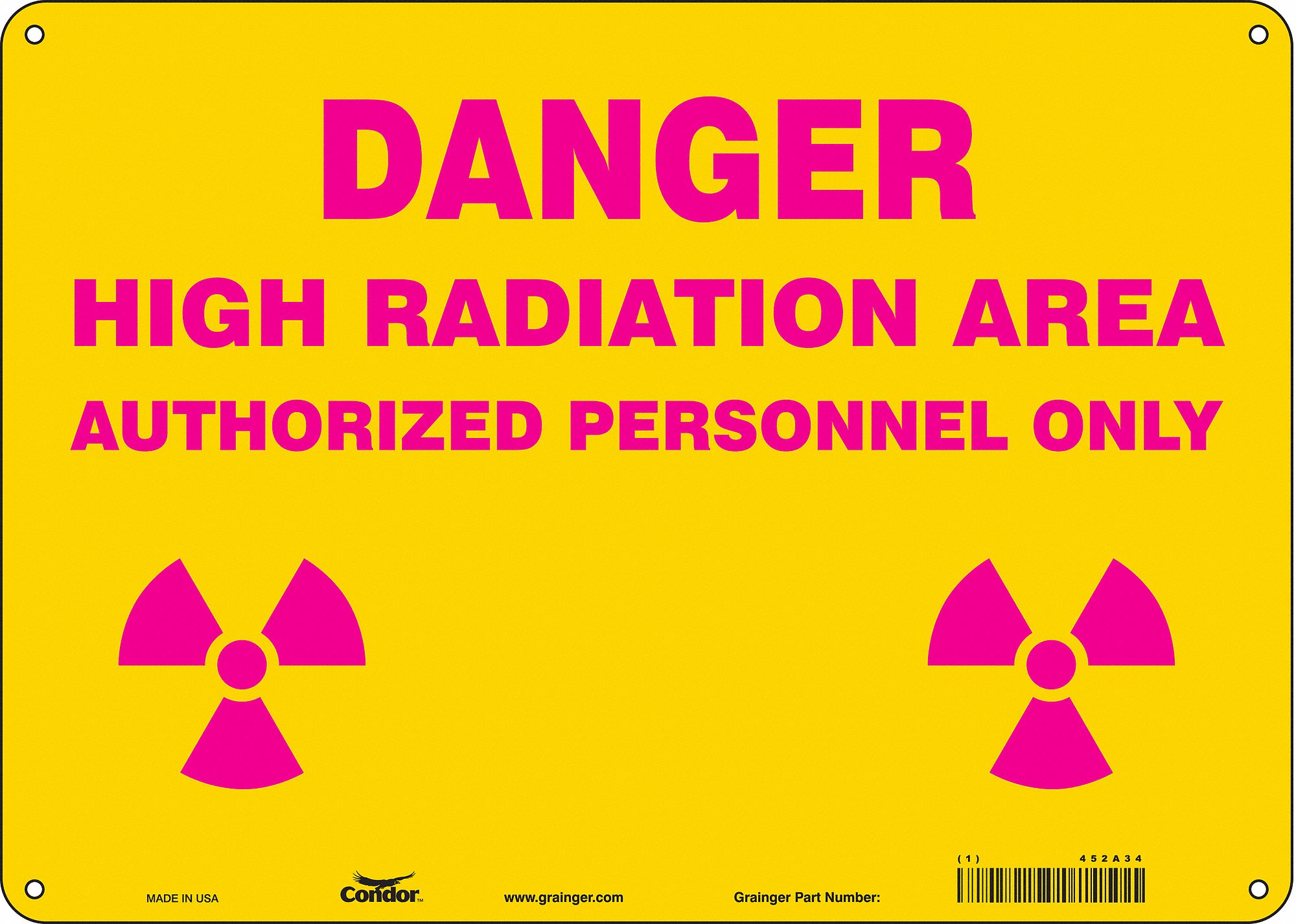 Safety Sign: Polyethylene, Mounting Holes Sign Mounting, 10 in x 14 in Nominal Sign Size, No Header