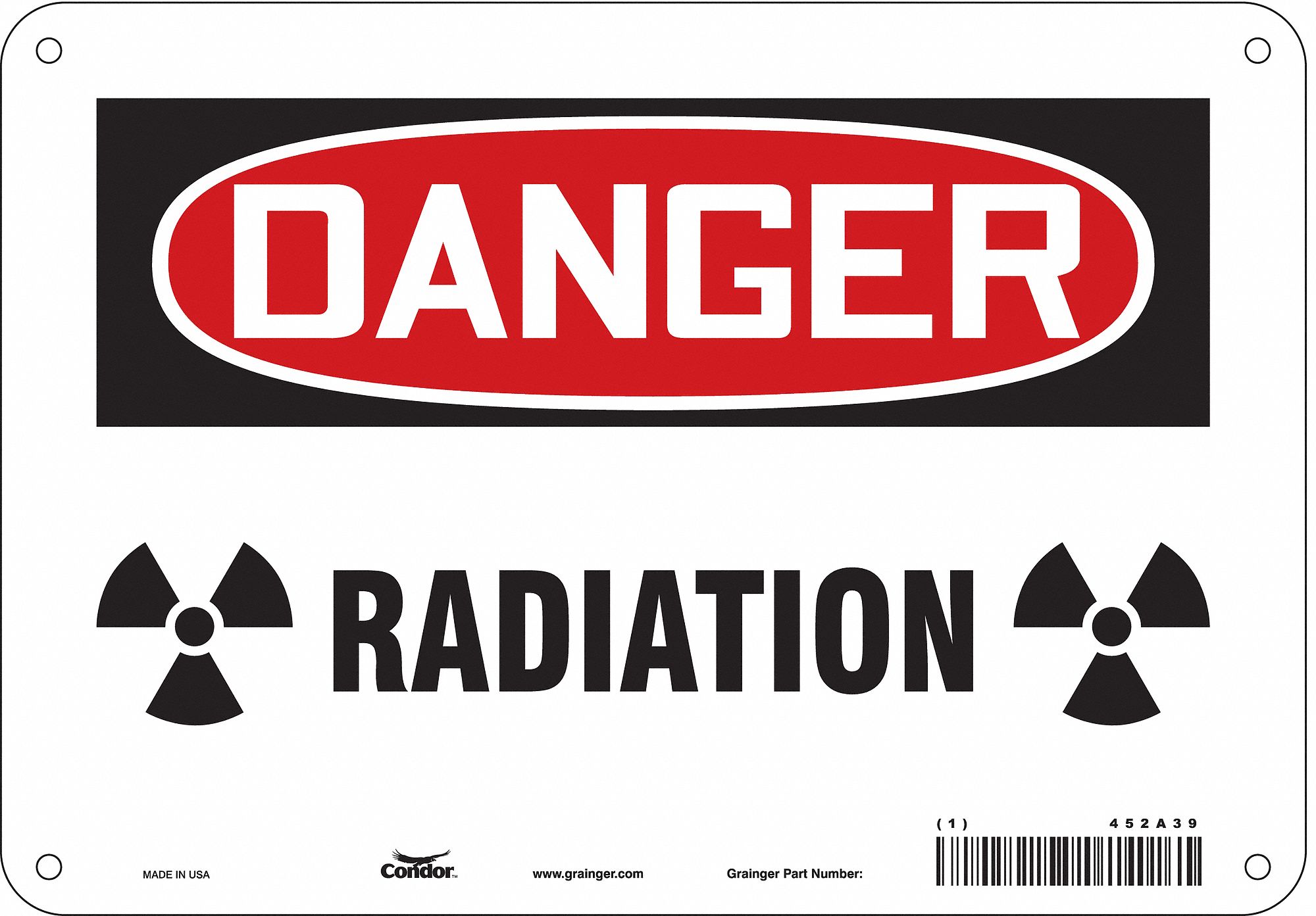 Safety Sign: Aluminum, Mounting Holes Sign Mounting, 7 in x 10 in Nominal Sign Size, 0.032 in Thick