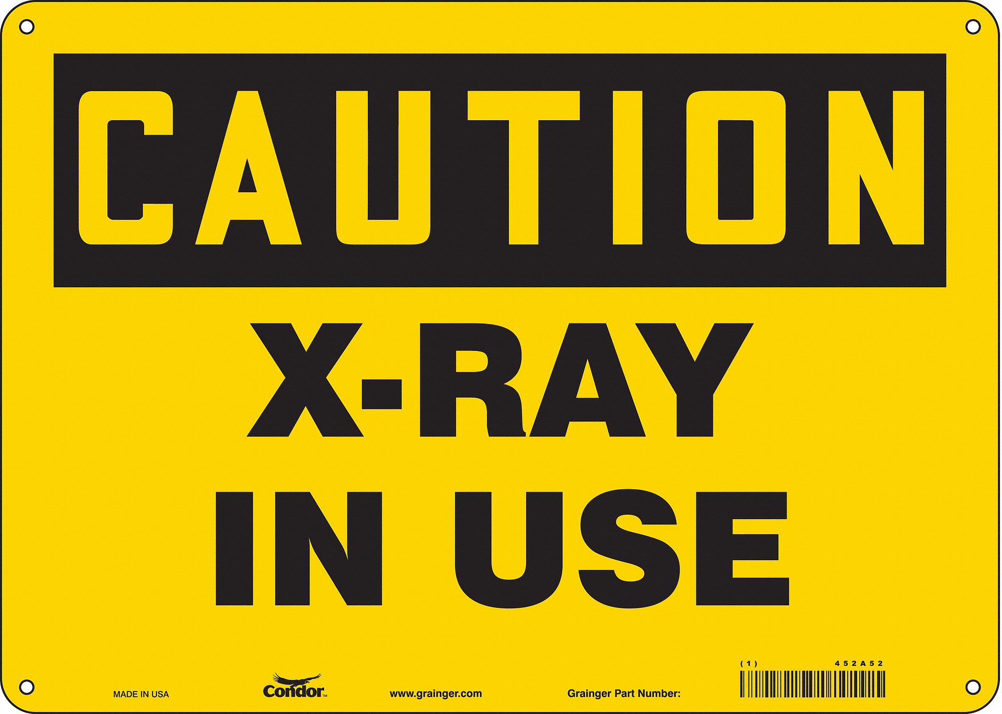 Safety Sign: Aluminum, Mounting Holes Sign Mounting, 10 in x 14 in Nominal Sign Size, 0.032 in Thick