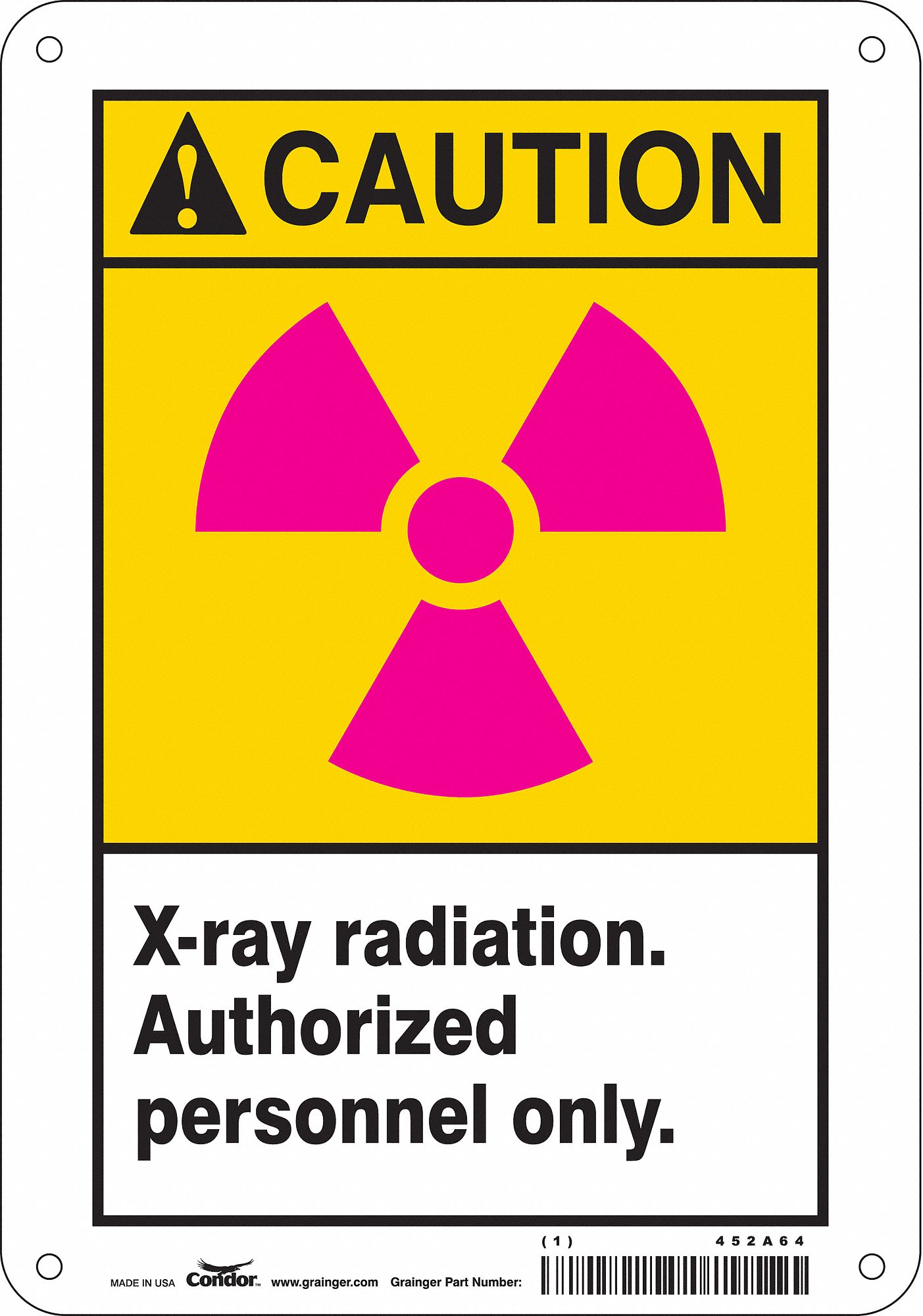 Safety Sign: Aluminum, Mounting Holes Sign Mounting, 10 in x 7 in Nominal Sign Size, 0.032 in Thick