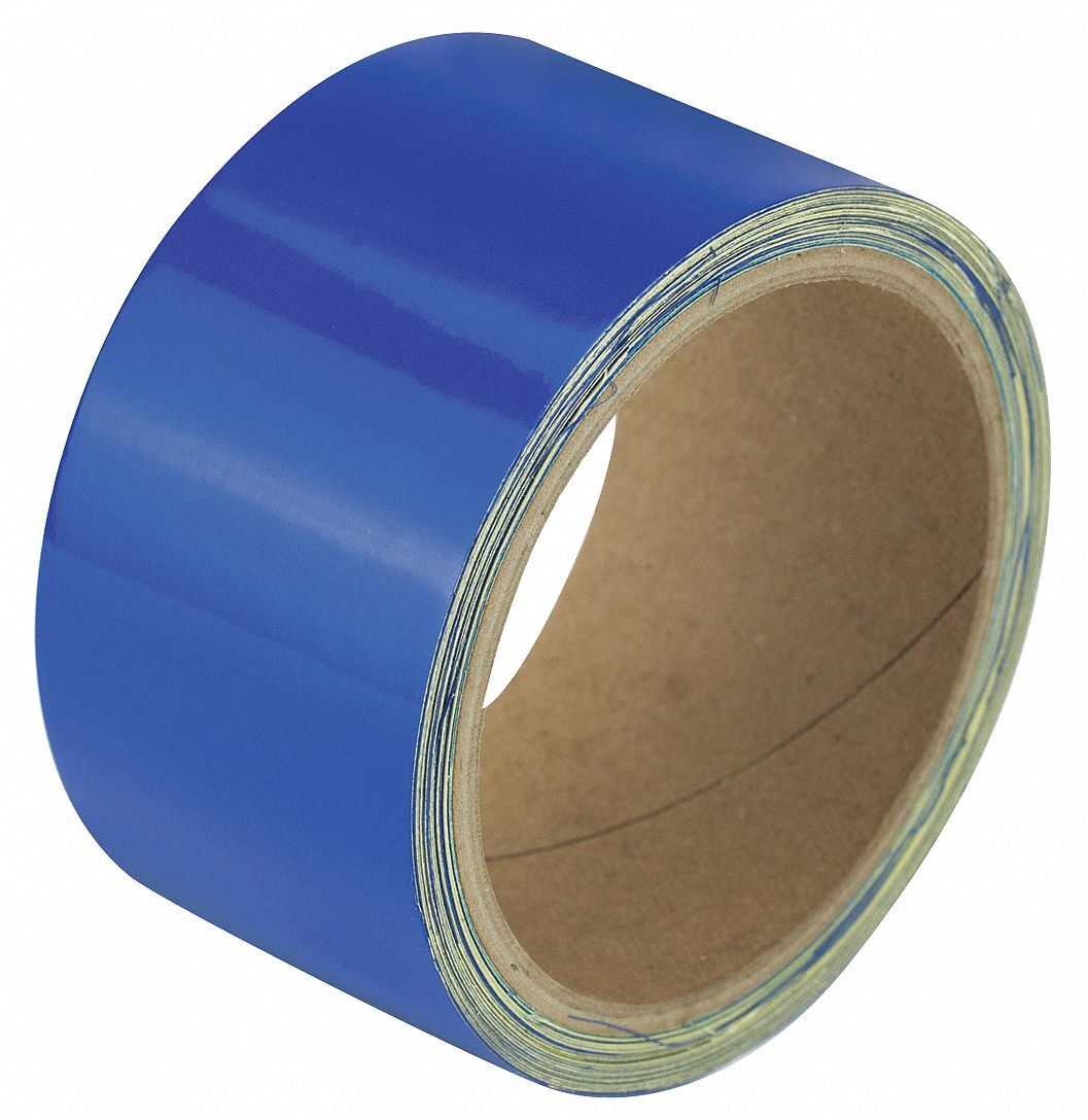 Floor Marking Tape: Reflective, Solid, Blue, 2 in x 15 ft, 5.5 mil Tape Thick, Approved Vendor