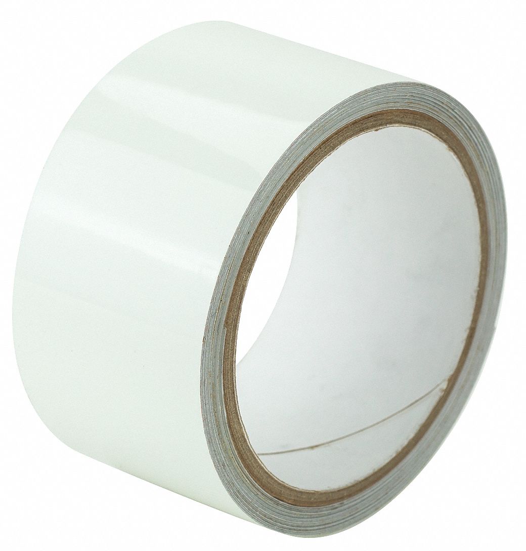 Floor Marking Tape: Glow-in-the-Dark, Solid, White, 2 in x 15 ft, 11 mil Tape Thick, Approved Vendor