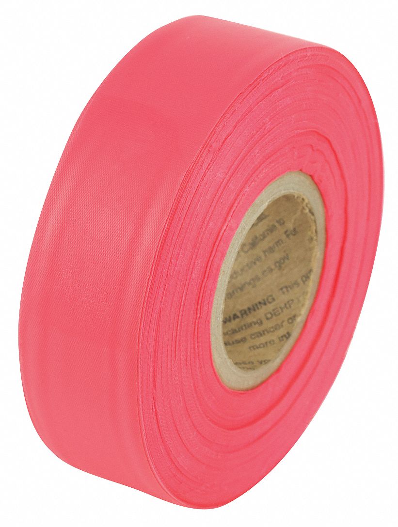 Flagging Tape, Vinyl, Roll 150 ft. L