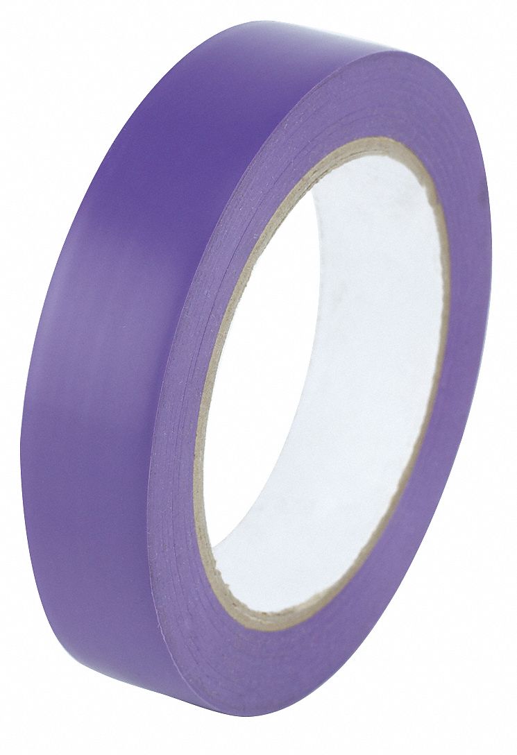 Floor Marking Tape: Gen Purpose, Solid, Purple, 1 in x 108 ft, 5 mil Tape Thick, Approved Vendor