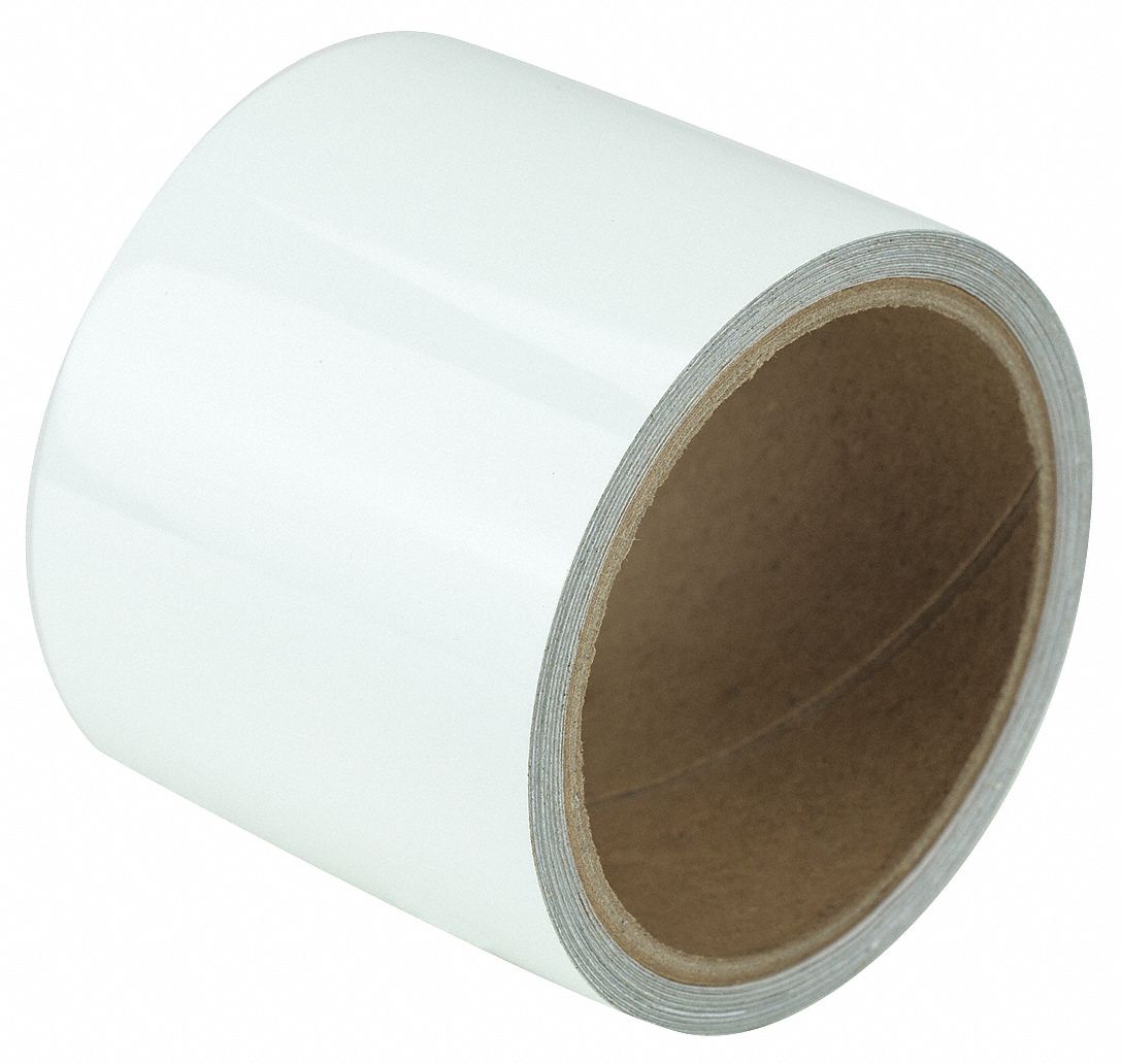 Floor Marking Tape: Glow-in-the-Dark, Solid, White, 4 in x 30 ft, 11 mil Tape Thick, Approved Vendor