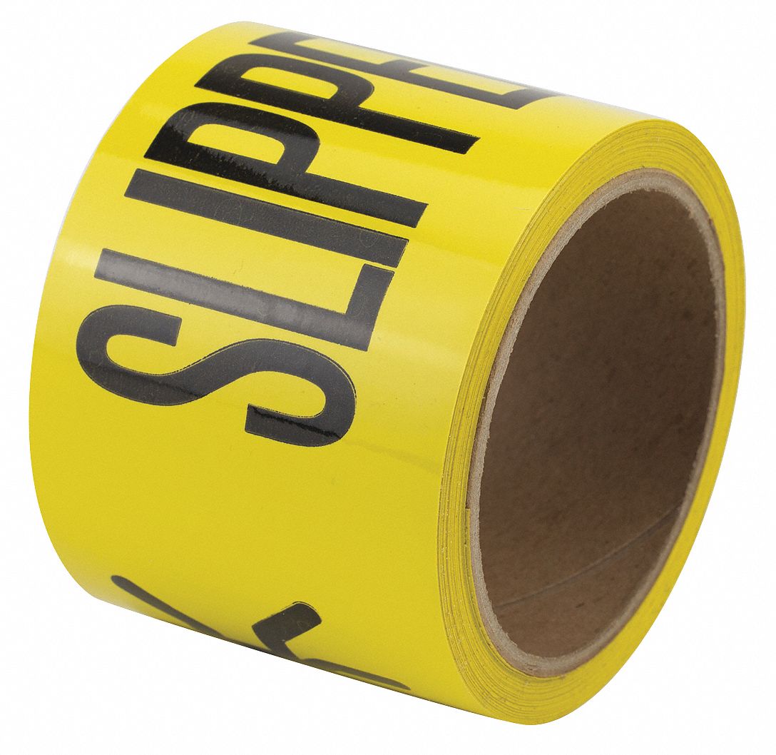 HARRIS Safety Warning Tape, Pattern Solid, Black, Yellow, Width 3 in