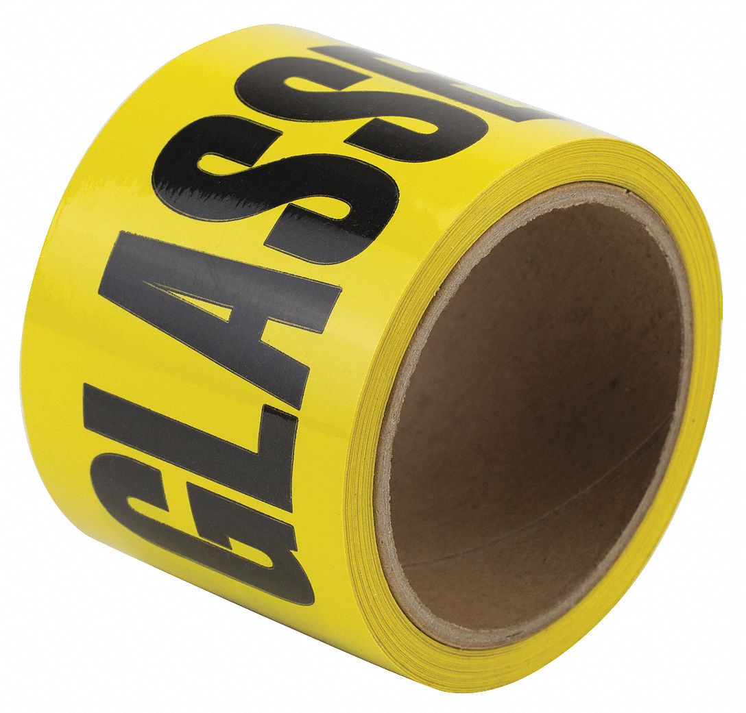 Floor Marking Tape: Message, Message, Black/Yellow, Facility Safey, 3 in x 54 ft, 6 mil Tape Thick