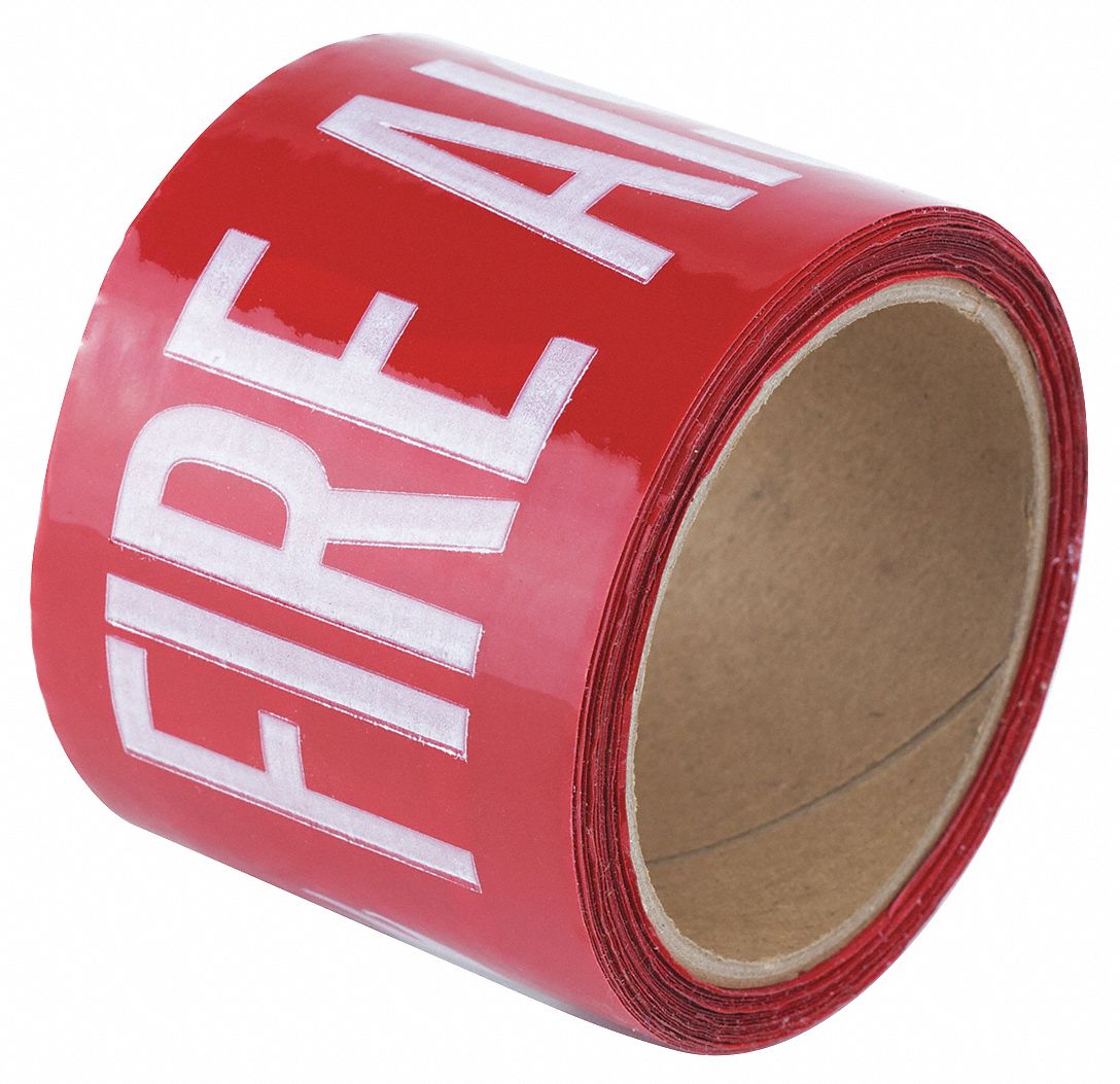 Floor Marking Tape: Message, Message, Red/White, Traffic Management, 3 in x 54 ft, 6 mil Tape Thick