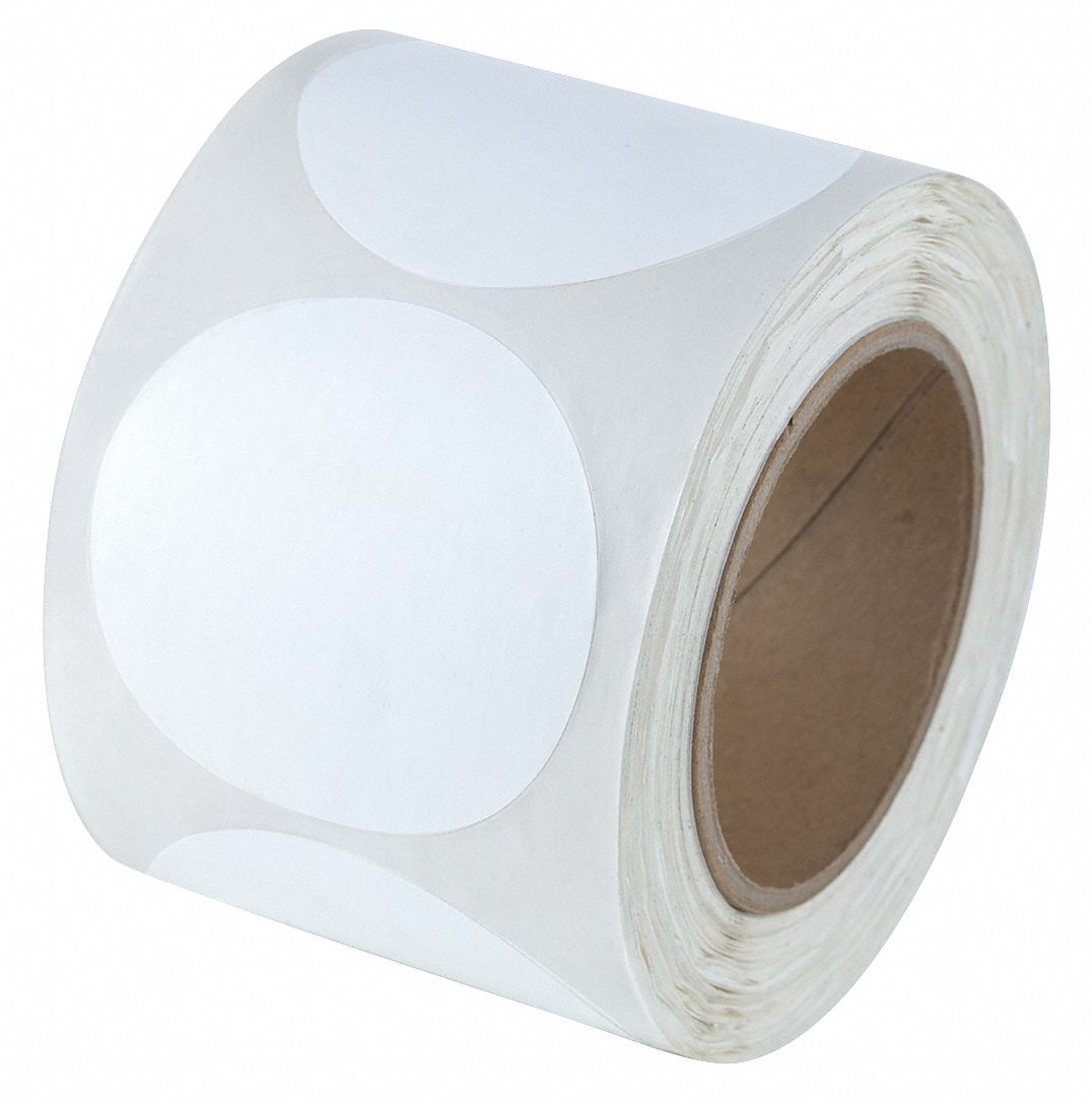 Floor Marking Tape: Circle, Solid, White, No Legend, 3 in x 3 in, 5 mil Tape Thick, Approved Vendor