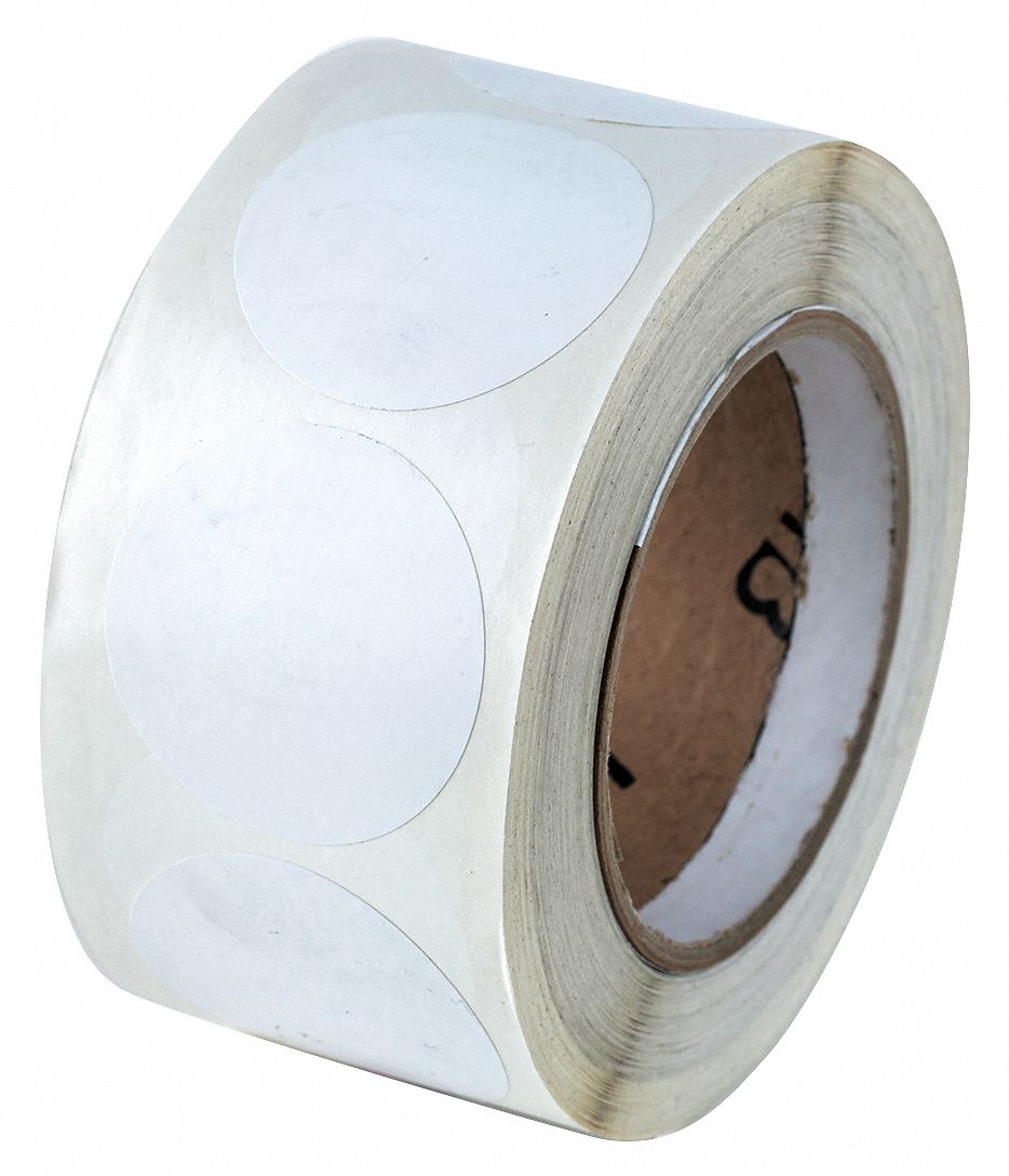 Floor Marking Tape: Circle, Solid, White, No Legend, 2 in x 2 in, 5 mil Tape Thick, Approved Vendor