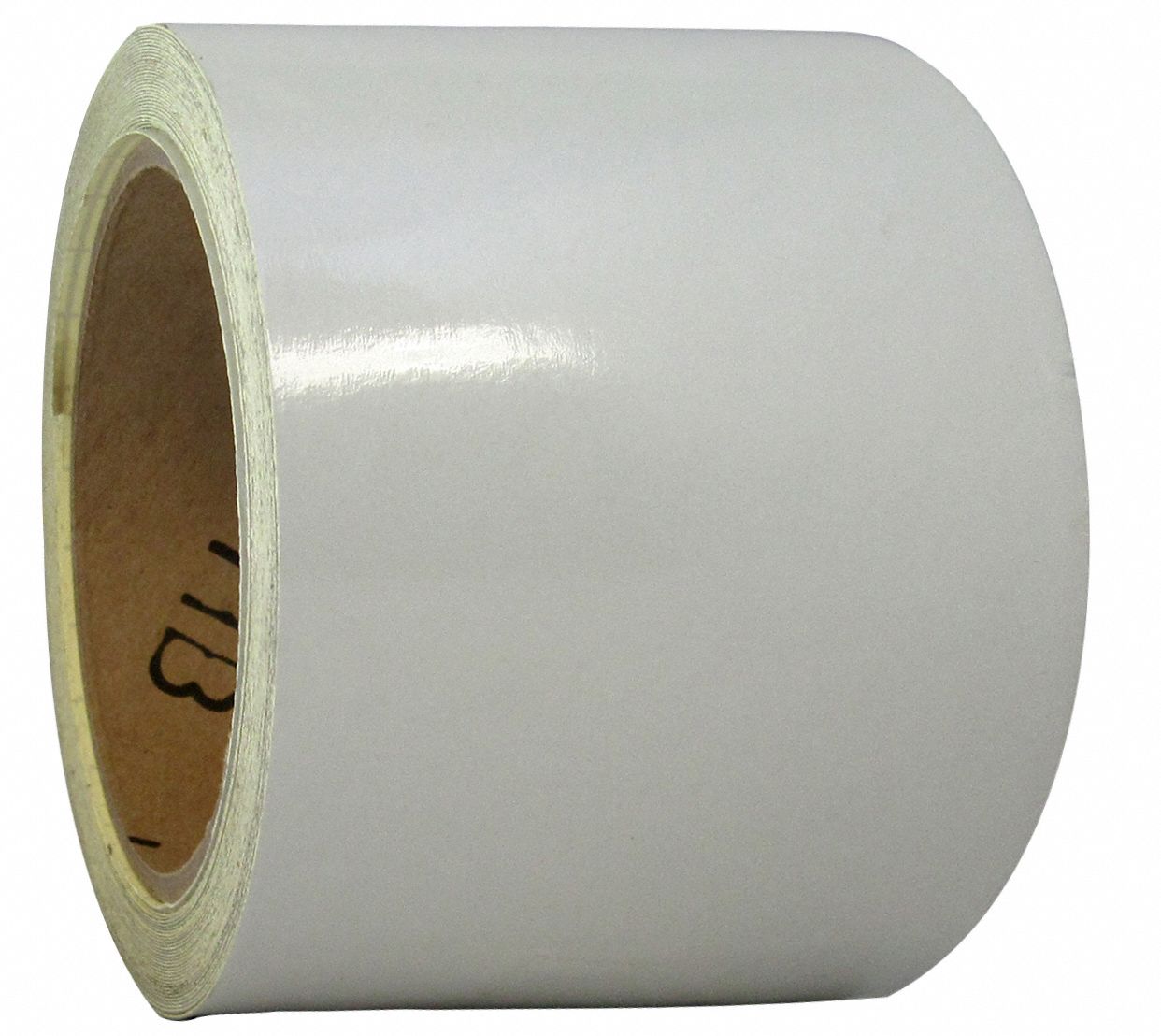 Floor Marking Tape: Reflective, Solid, White, 3 in x 30 ft, 5.5 mil Tape Thick, Approved Vendor
