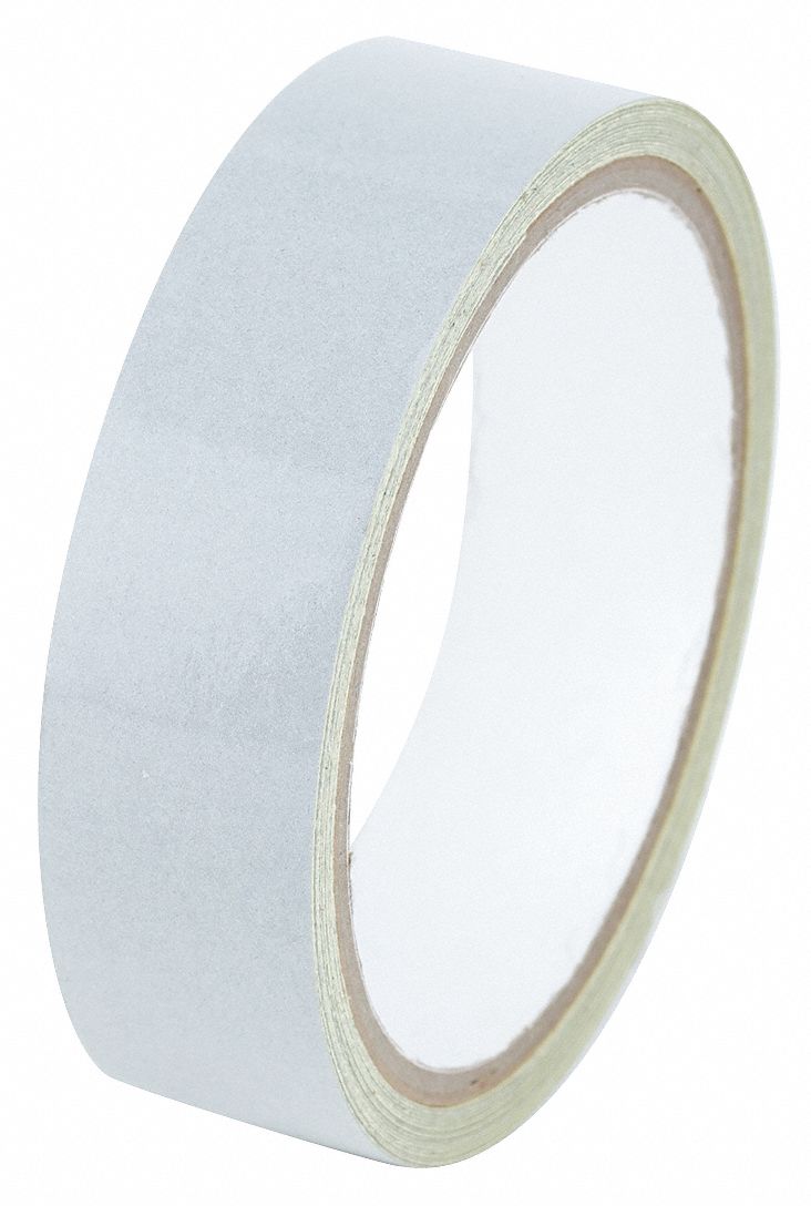Floor Marking Tape: Reflective, Solid, White, 1 in x 15 ft, 5.5 mil Tape Thick, Approved Vendor