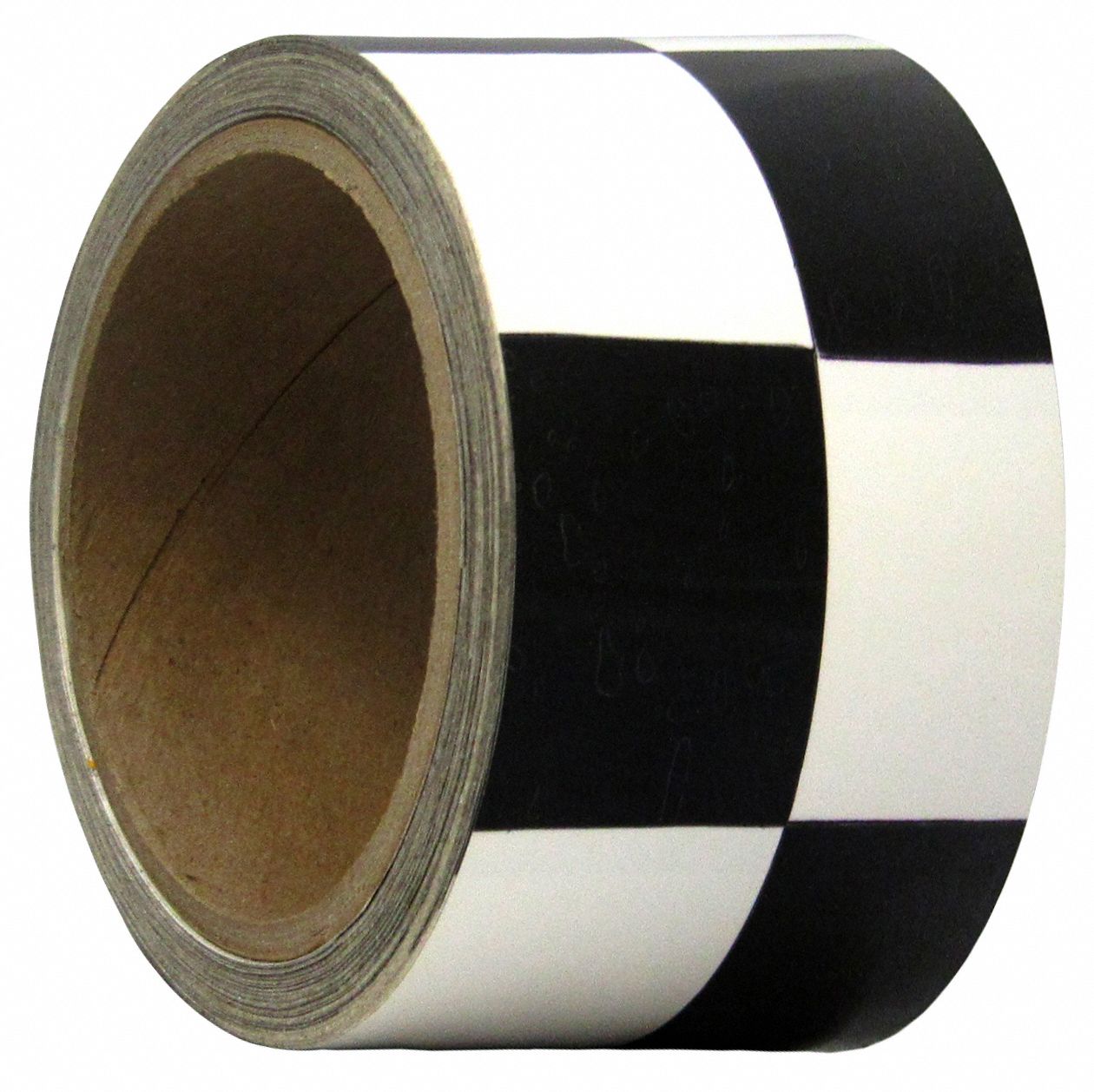 Floor Marking Tape: Gen Purpose, Checkered, Black/White, 3 in x 54 ft, 6 mil Tape Thick