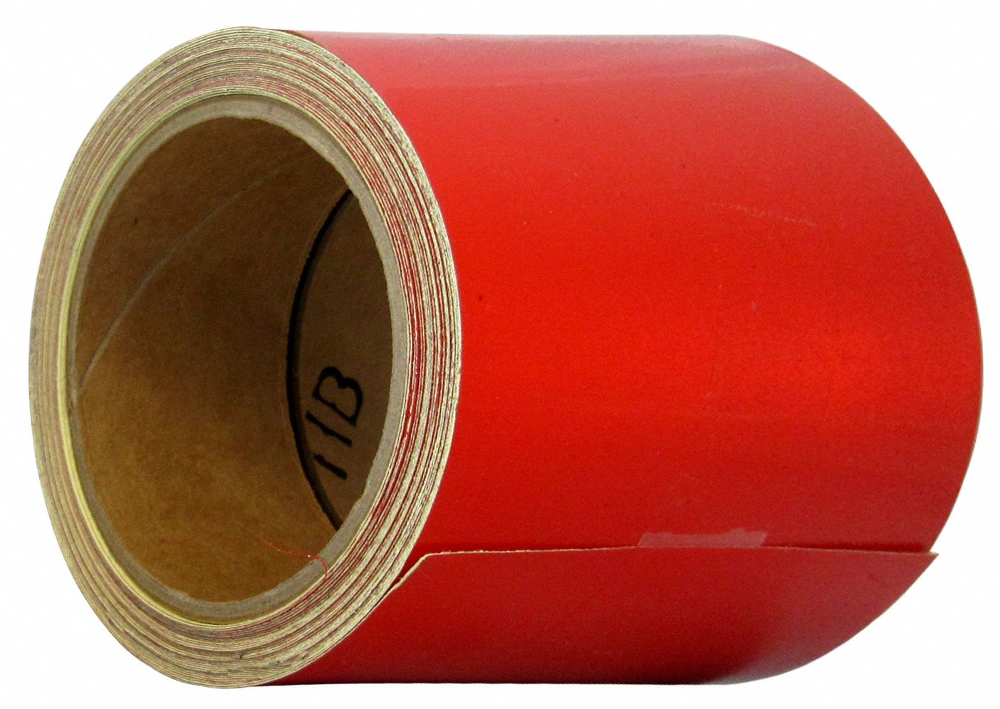 Floor Marking Tape: Reflective, Solid, Red, 4 in x 30 ft, 5.5 mil Tape Thick, Approved Vendor