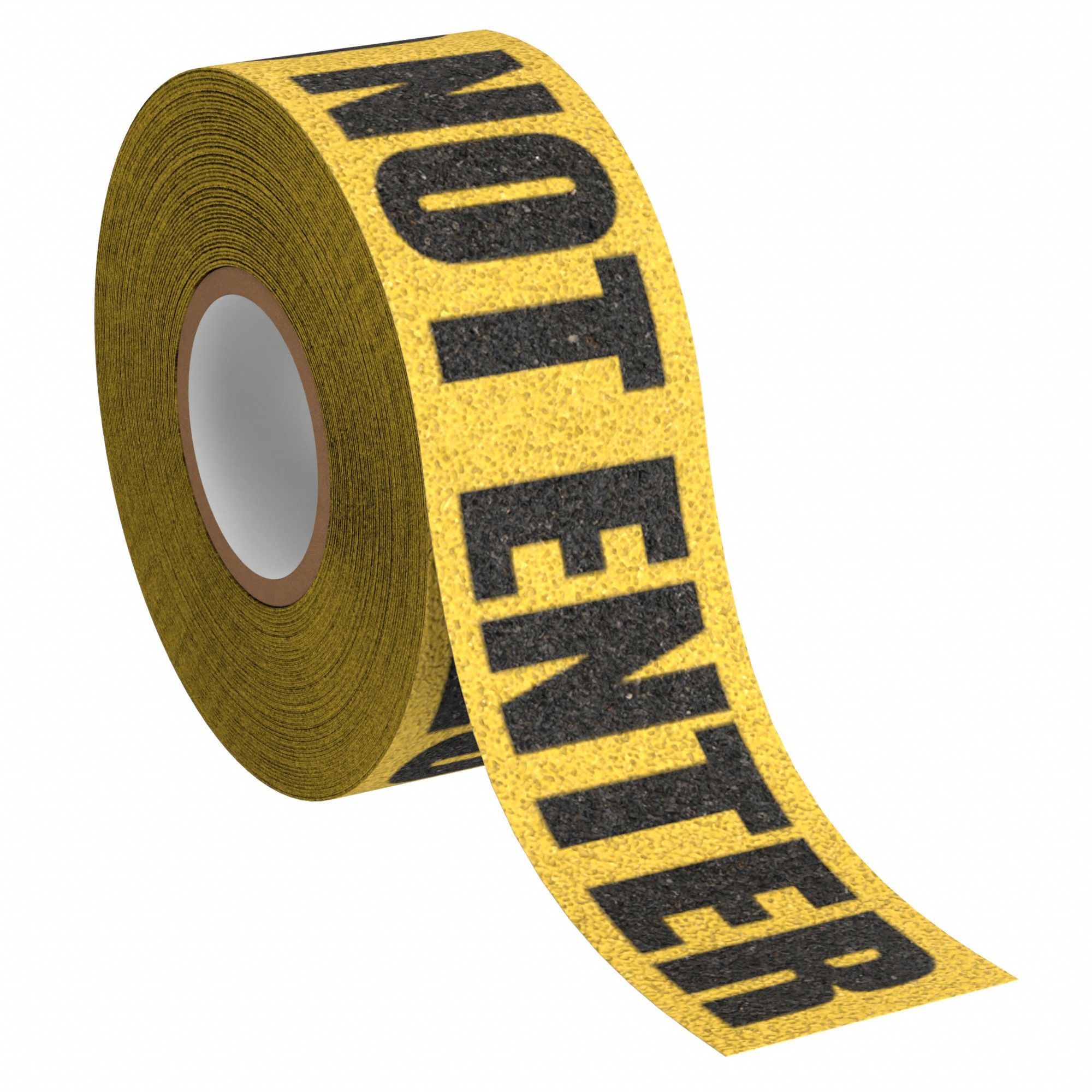 Anti-Slip Tape: Very Coarse, 46 Grit Size, Message, Black/Yellow, 3 in x 60 ft, 36 mil Tape Thick