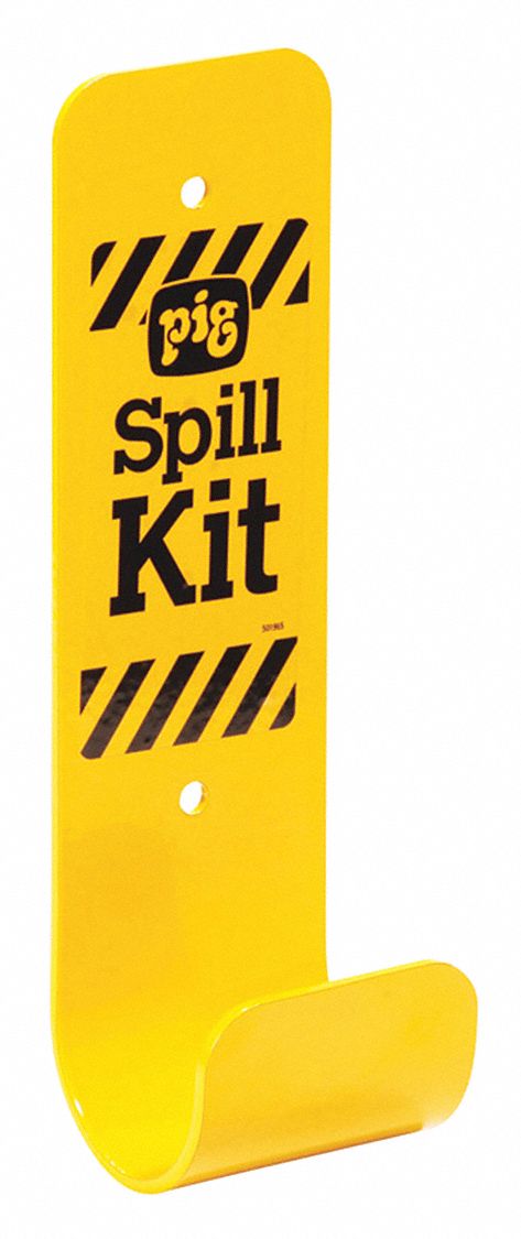 Wall Mount Hook: Yellow, Spill Kits with Handle, 30PW13, 8 1/2 in Ht, 2 1/2 in Wd, 8 1/2 in Lg