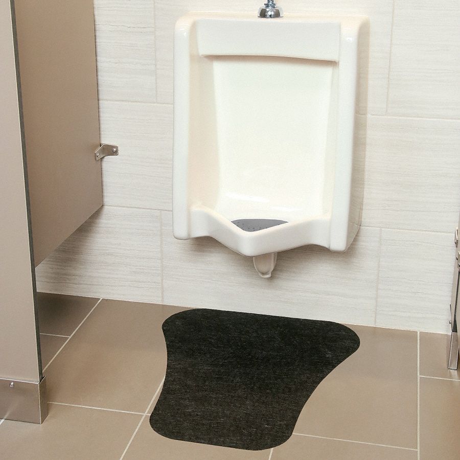 PIG Urinal Floor Mat 1/8 in Mat Thick, 23 1/4 in Lg, 19 in Wd, Black
