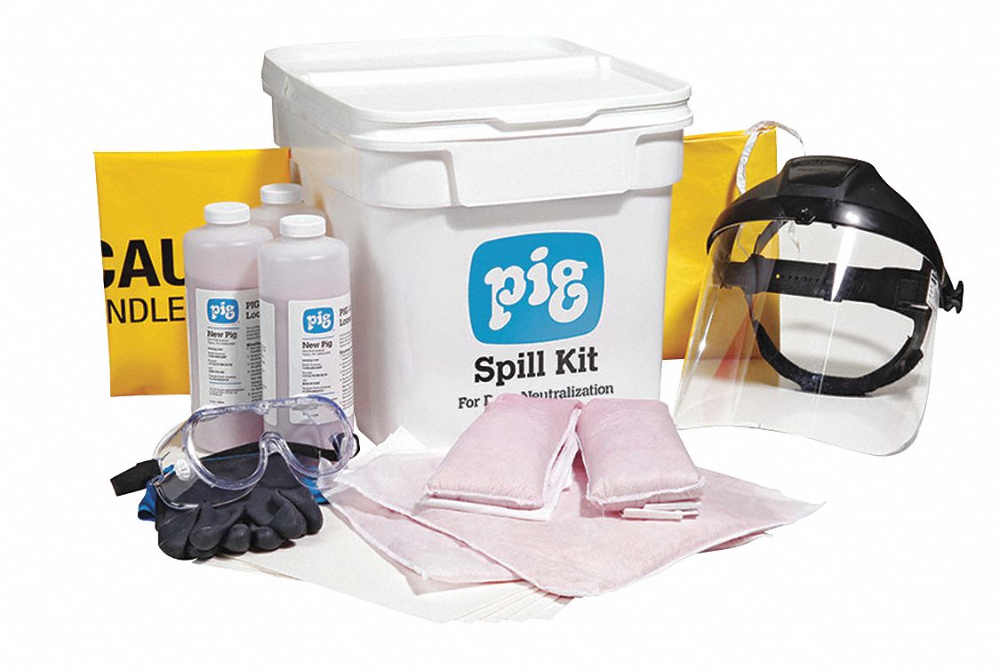 PIG, 4 gal Volume Absorbed Per Kit, White, Base Neutralizing Spill Kit