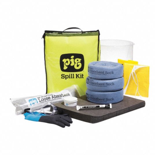 16 x 20 x 4, Yellow, PVC Bag, 5 Gallon Absorption Capacity, Universal,  Small, Portable, Economy Spill Kit with Pad/Foot Socks/Disposal Bag/Instruction  Sheet/Nitrile Gloves › SJ Smith