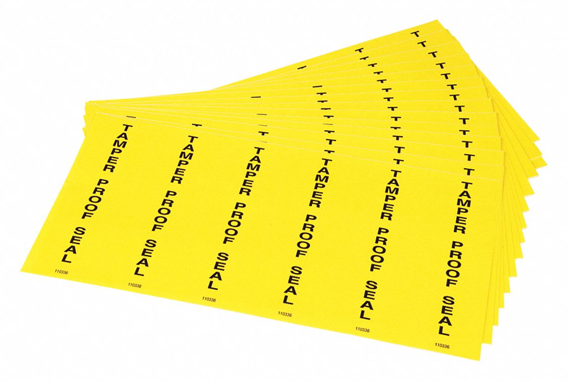 PIG Tamperproof Seal Label, Vinyl, For Use With Spill Kits, 6 in Length, 2 in Width, PK 102
