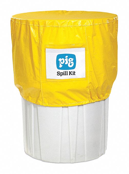 Overpack Cover: Yellow, 65 gal Spill Kit/95 gal Spill Kit/Overpack, 33 in Ht, 33 in Dia