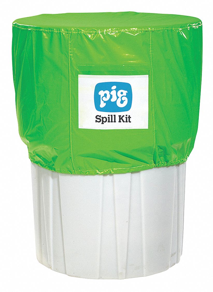Overpack Cover: Green, 65 gal Spill Kit/95 gal Spill Kit/Overpack, 33 in Ht, 33 in Dia