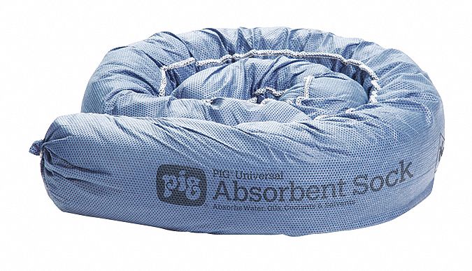 ABSORBENT SOCK, 3 X 48 IN, 12 GALLON/PACK, 1 GALLON/SOCK, NO CONNECTOR, BLUE, 12 PK