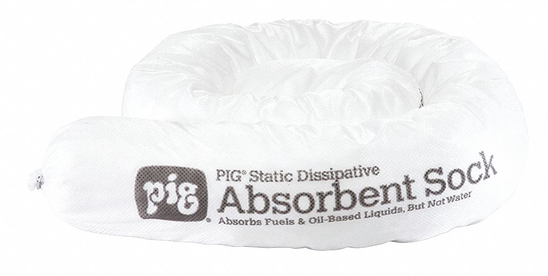 thumbnail image 2 of Pig PIG105-BL Sorbent Sock – 3x48 Inch, Blue, Absorbs 12 Gallons, For Water-Based Spills 2 of 5