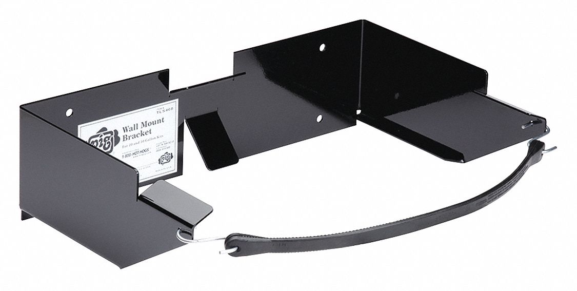 Wall Mount Bracket: Black, 20 and 30 gal Spill Kit, 30RD55, 6 in Ht, 12 1/2 in Wd, 21 3/4 in Lg