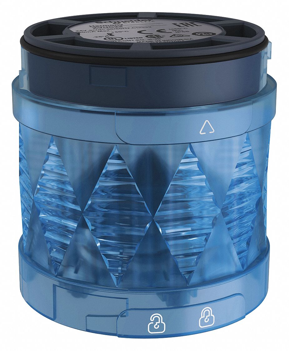 Tower Light Module: Flashing, 24V AC/24V DC, Blue, 60 mm Overall Dia, XVU, XVUC46