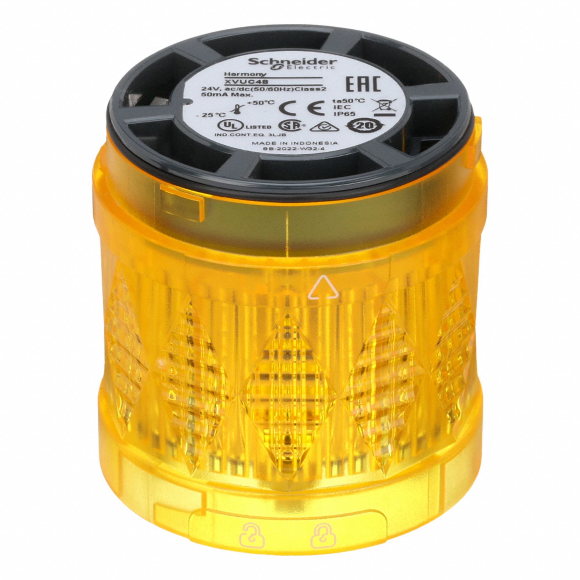 Tower Light Module: Flashing, 24V AC/24V DC, Yellow, 60 mm Overall Dia, XVU
