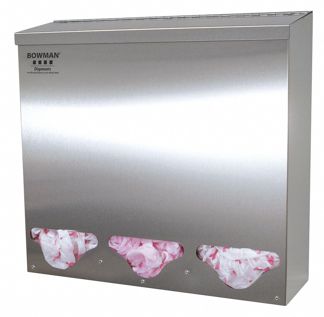 BULK DISPENSER,3 COMPS,17 IN H,SILVER
