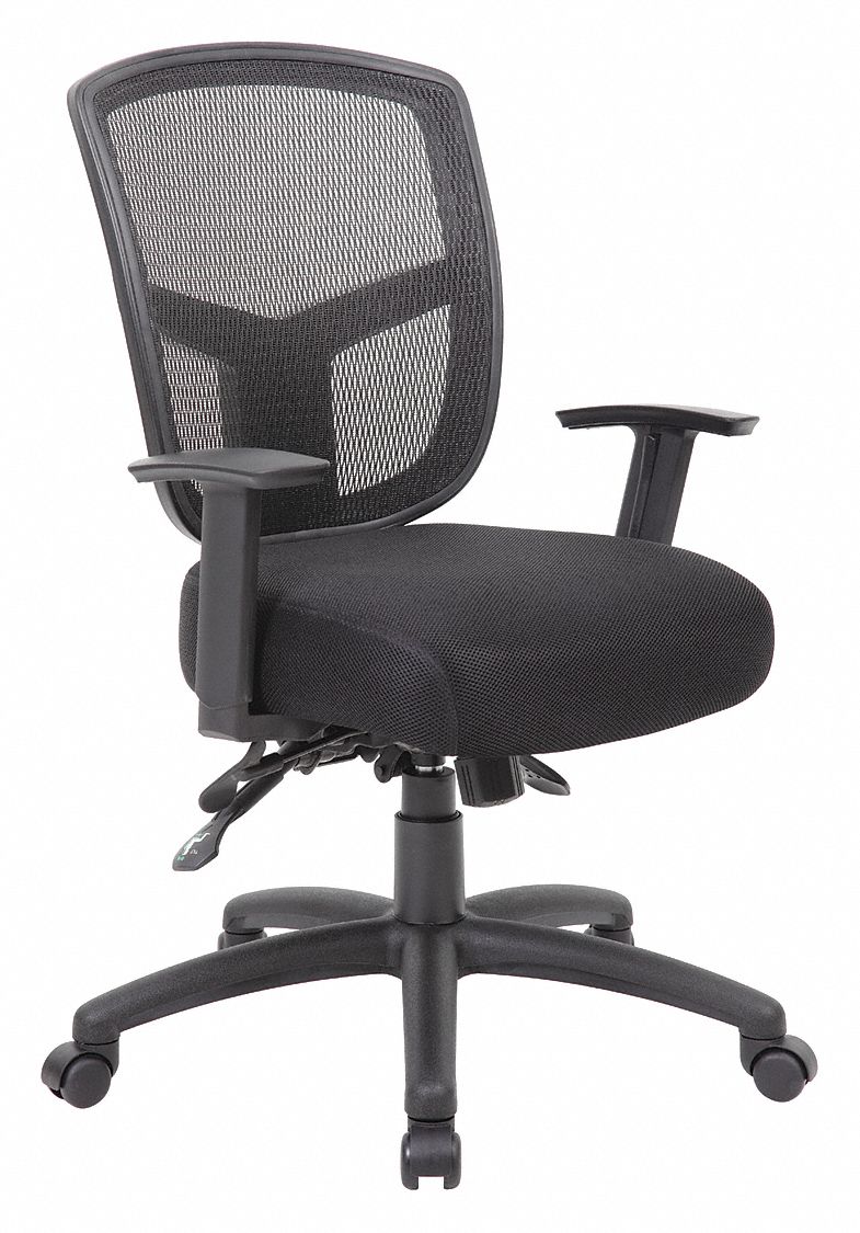 GRAINGER APPROVED Black Mesh Task Chair 19-1/2" Back Height, Arm Style