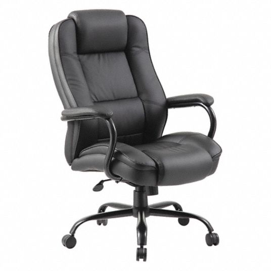 Grainger Approved Executive Chair Big, Black Leather Computer Chair