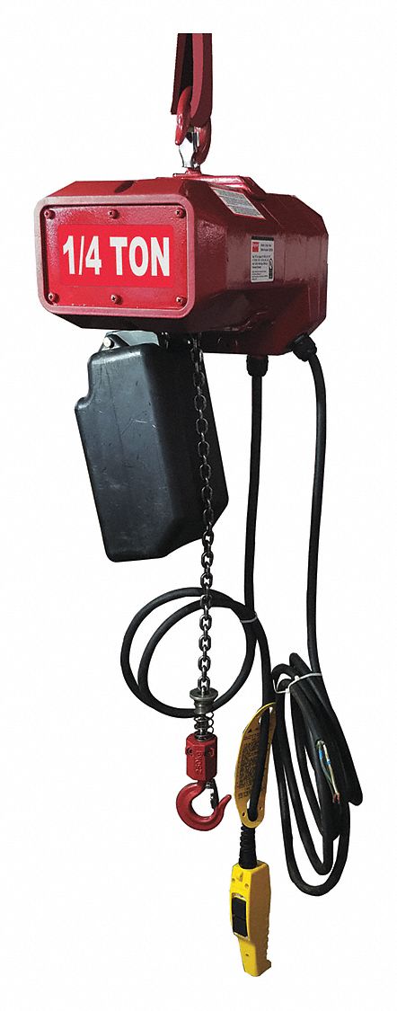 Electric Chain Hoist: H4 - Heavy Duty, 115/230V AC, Hook Mounted - No Trolley, 1 Speeds