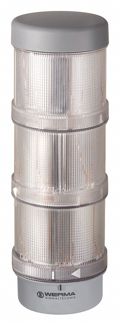 Tower Light Assembly: 3 Tier, Green/Red/Yellow, No Sounder Tier, 212 mm Overall Ht, 64900101