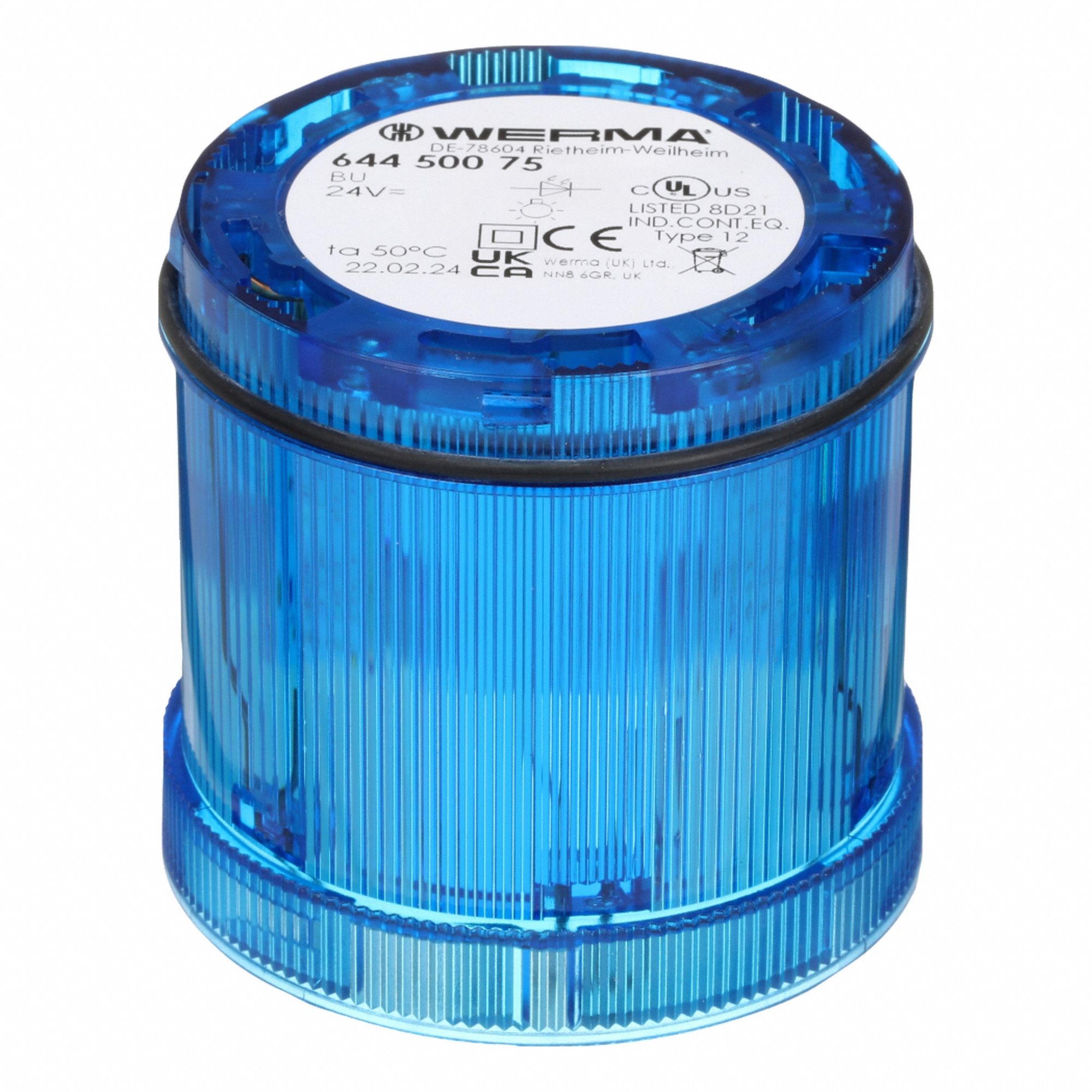 Tower Light Module: Steady, 24V AC/24V DC, Blue, 70 mm Overall Dia, 66 mm Overall Ht, 64450075