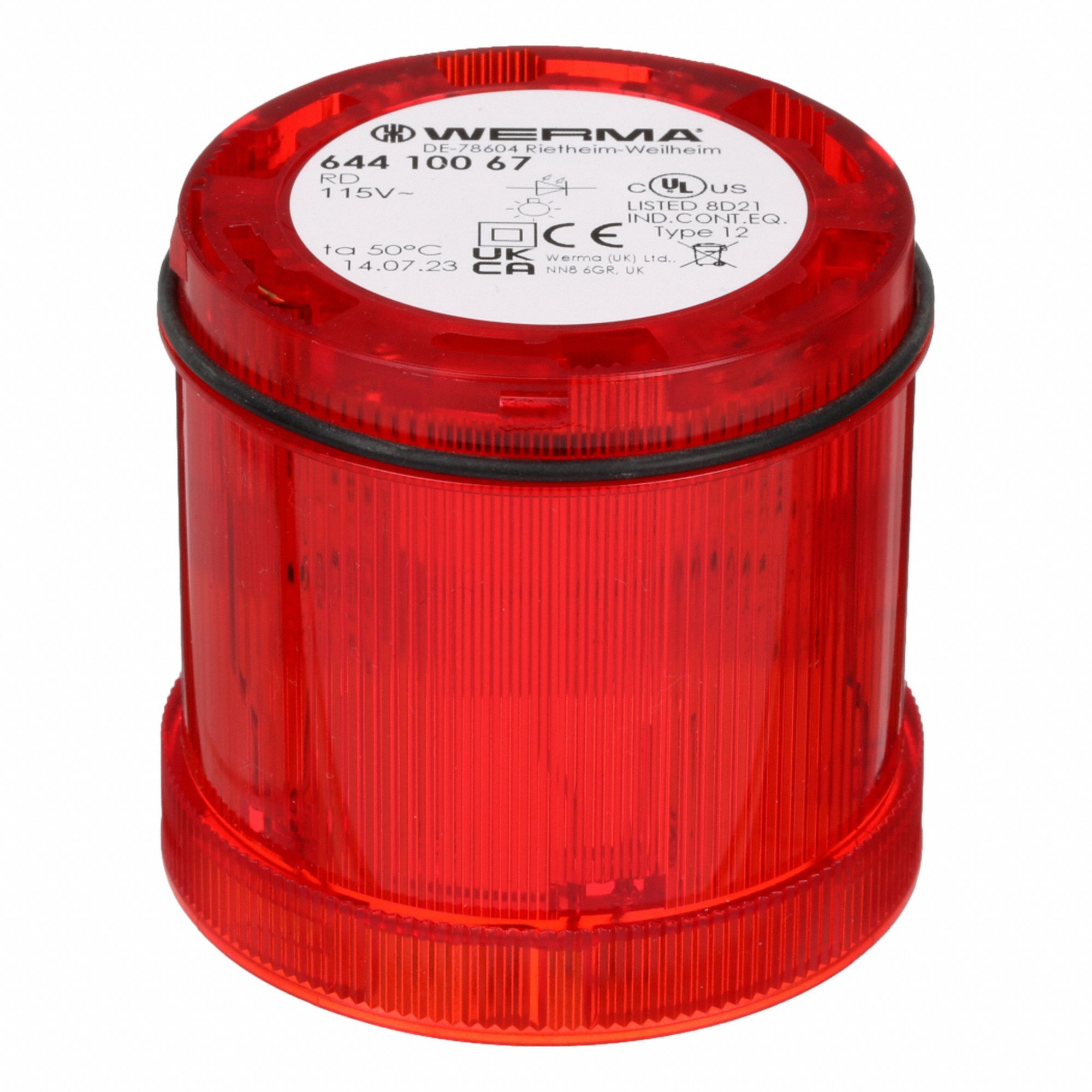 Tower Light Module: Steady, 115V AC, Red, 70 mm Overall Dia, 66 mm Overall Ht, KombiSIGN 71