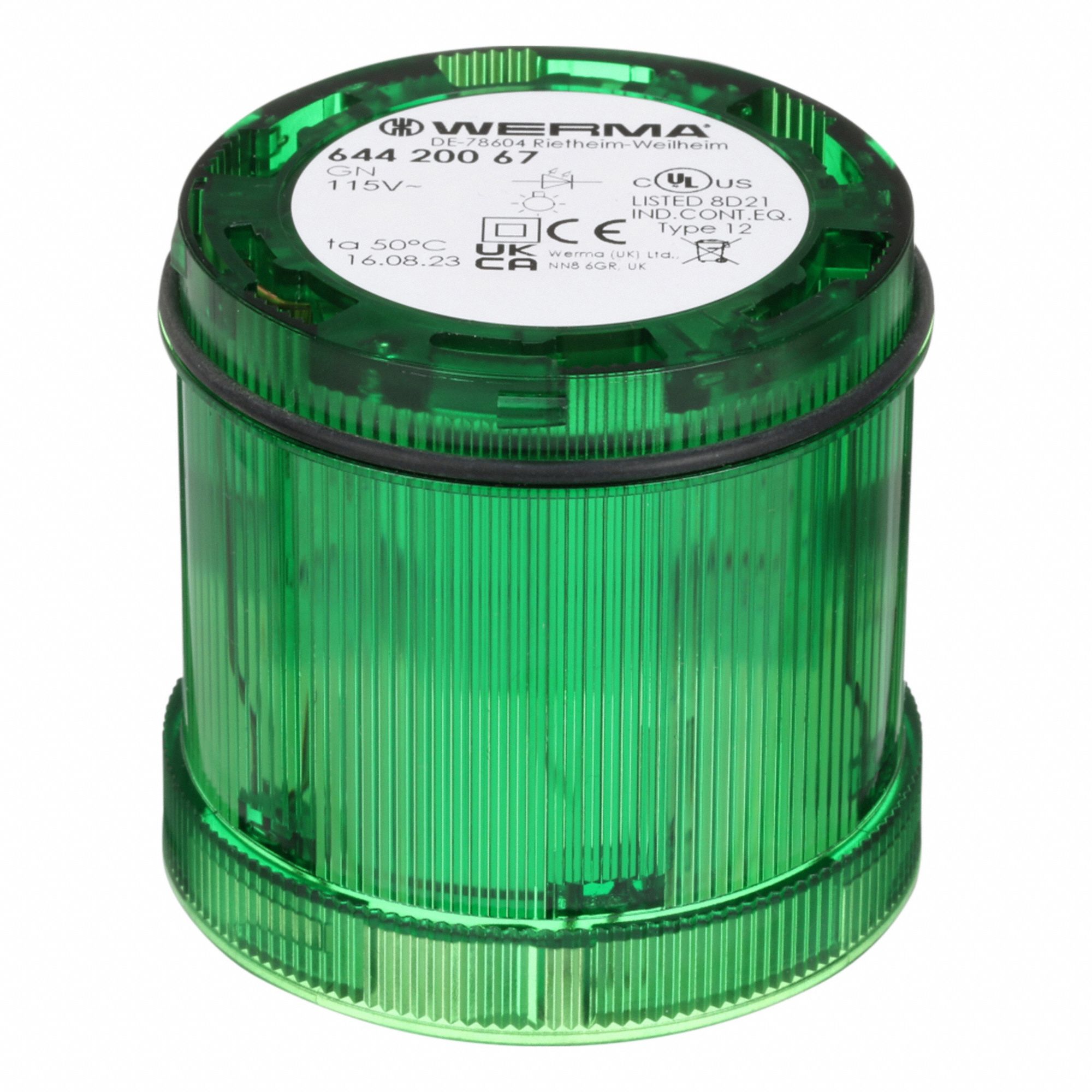 Tower Light Module: Steady, 115V AC, Green, 70 mm Overall Dia, 66 mm Overall Ht, KombiSIGN 71